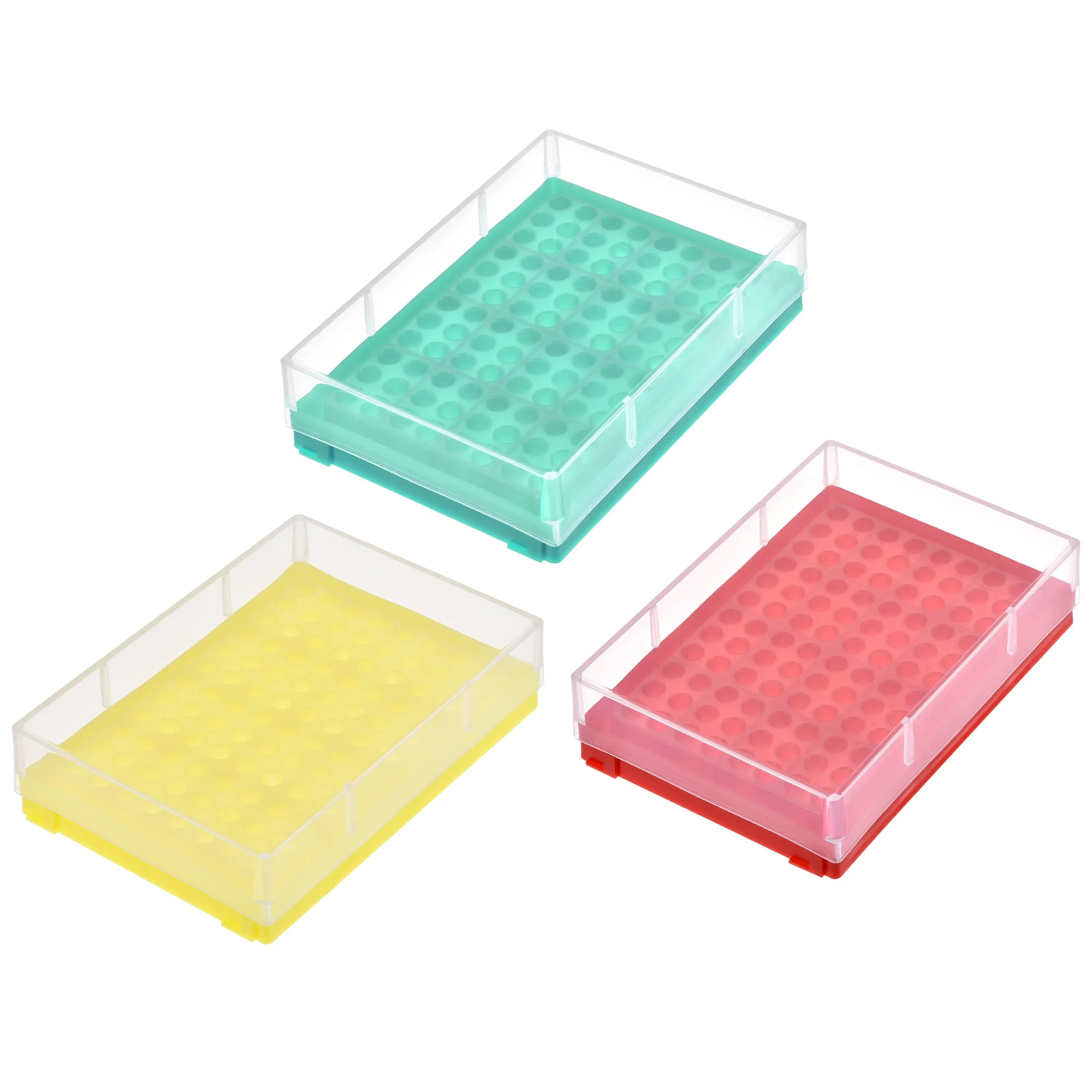 Centrifuge Tube Rack Box, 96-Well for 0.2ml Tubes Red Yellow Green 3in1 Set