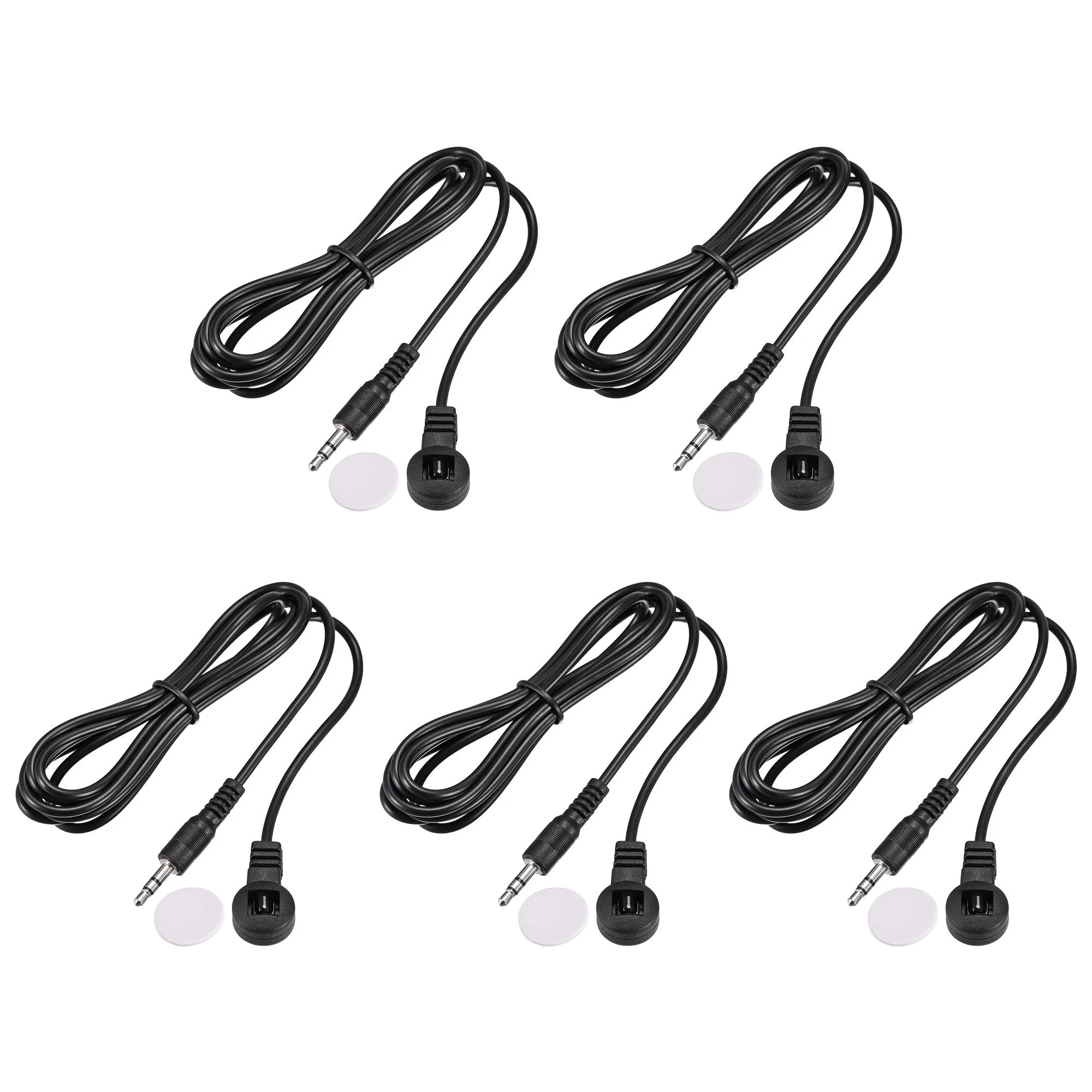 Uxcell IR Infrared Receiver Extender Cable 3.5mm Jack 4.9FT Long 26FT Receiving Distance Black Flat Head 5pcs