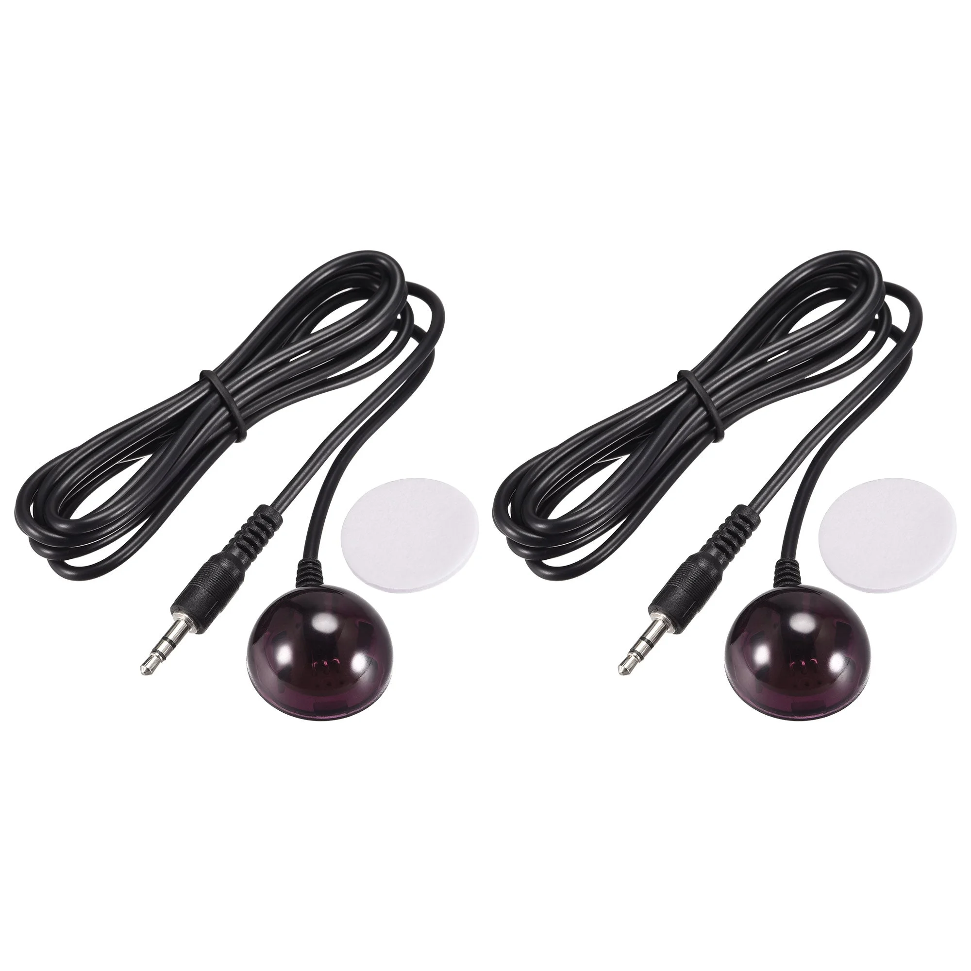 Uxcell IR Infrared Receiver Extender Cable 3.5mm Jack 4.9FT Long 26FT Receiving Distance Black Big Round Head 2pcs