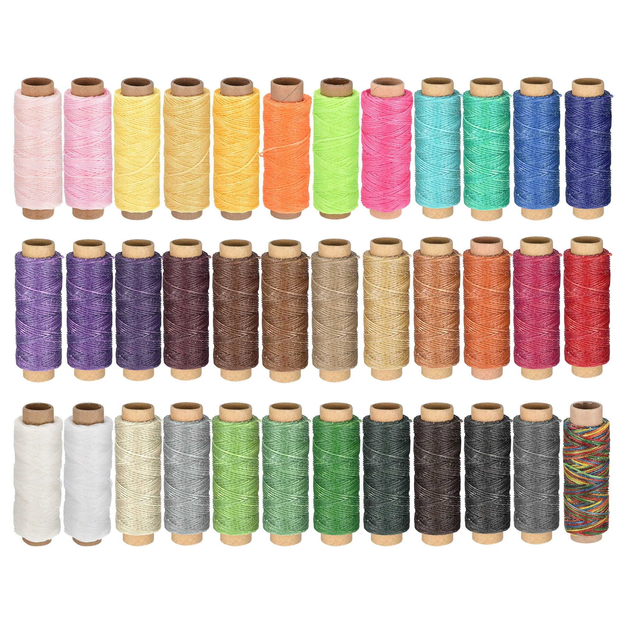 Uxcell Leather Sewing Thread Set 55 Yards 150D/1mm Polyester Flat Waxed Cord for Hand Stitching, Craft DIY, (36 Colors in 1 Set)