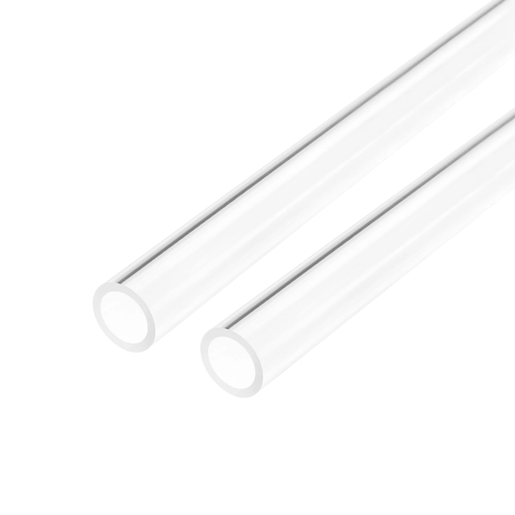 2pcs Clear Rigid Acrylic Pipe 10mm ID x 14mm OD x 0.5m, 1.8mm Wall Round Tube
