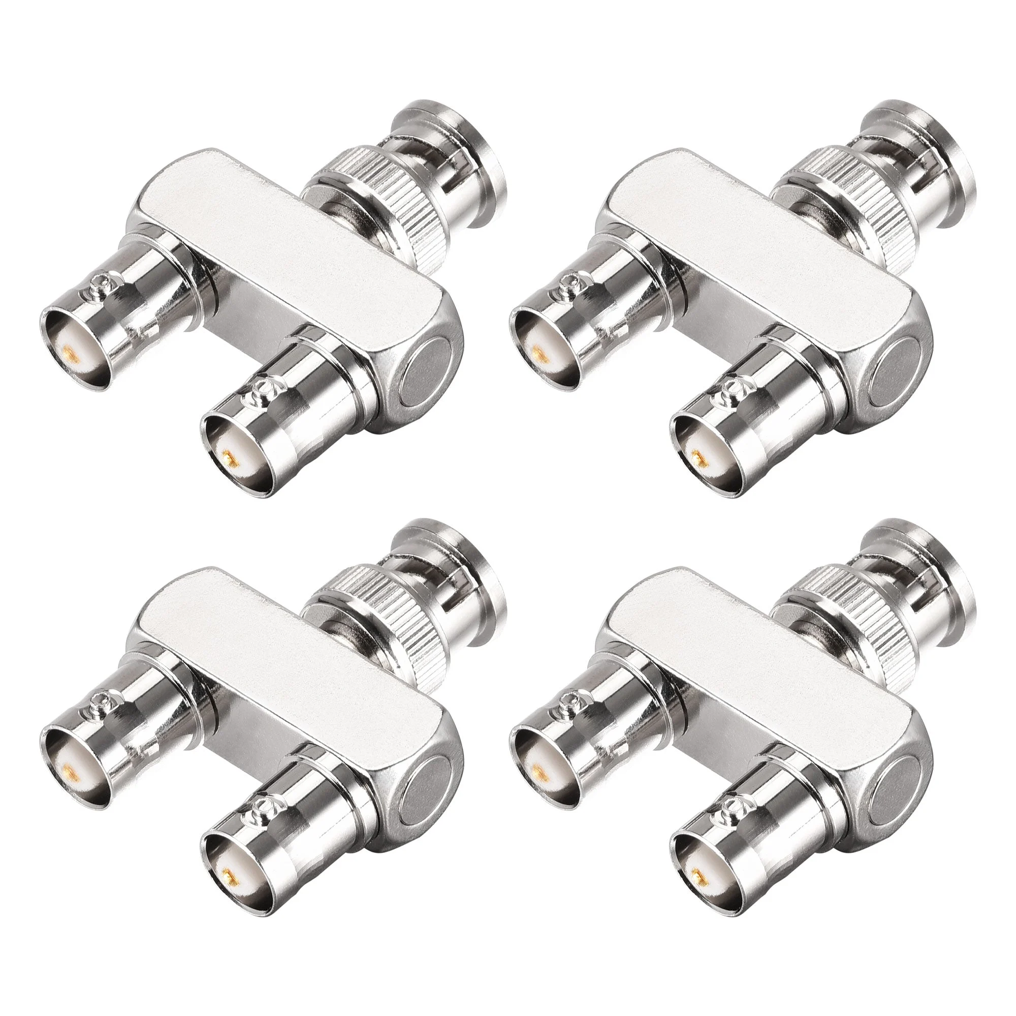 BNC Y Splitter 1 Male Jack to 2 Female Adapter 3 Way RF Coaxial Connector for CCTV Camera, 4pcs