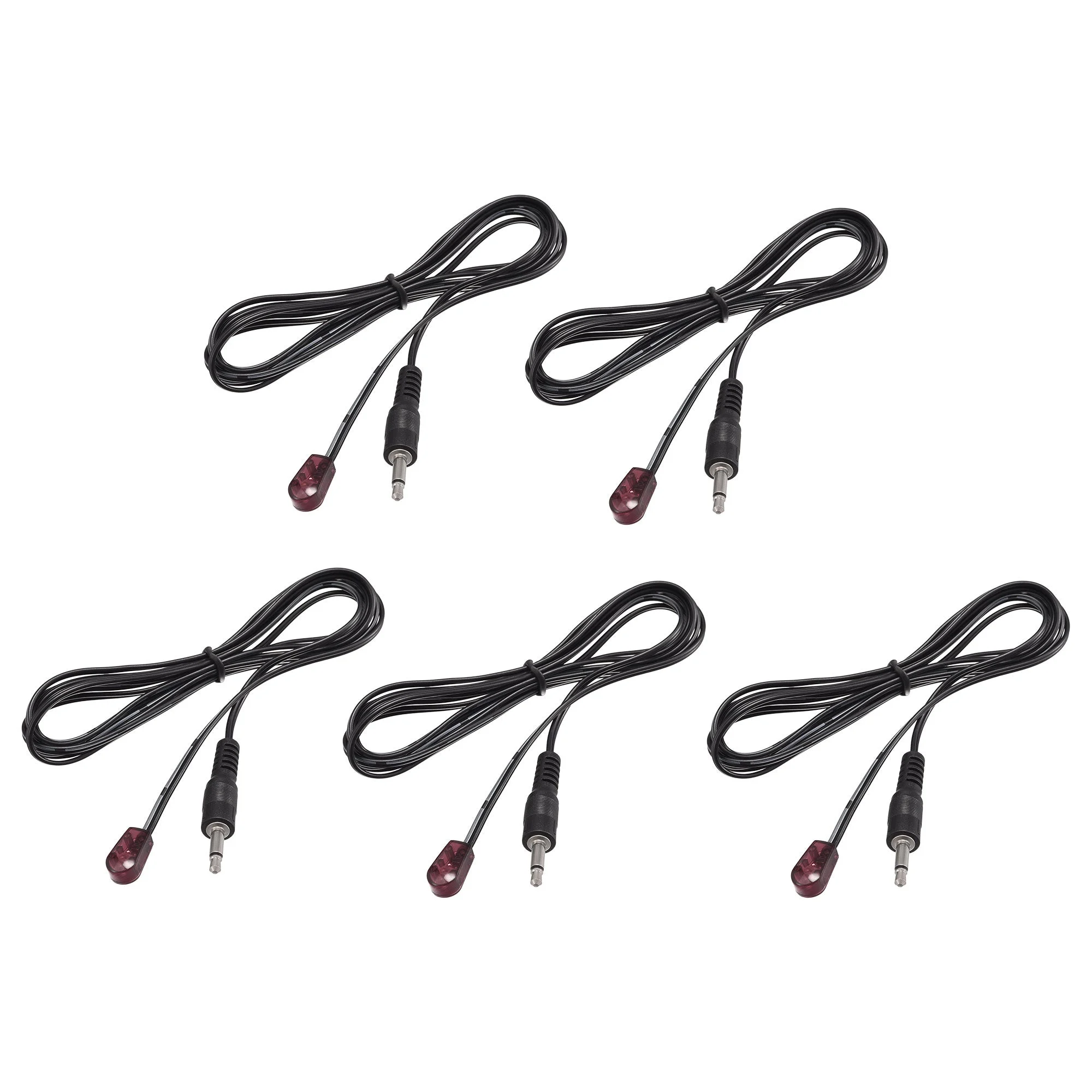 Uxcell IR Infrared Emitter Extension Cable 4.9ft Long 45 Degree Emission Angle 3.5mm Jack Single Red Head 5pcs