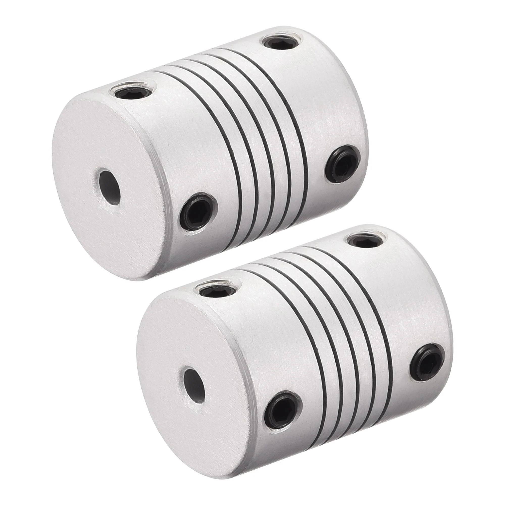 4mm to 4mm Aluminum Alloy Shaft Coupling Flexible Coupler L25xD19 Silver,2pcs