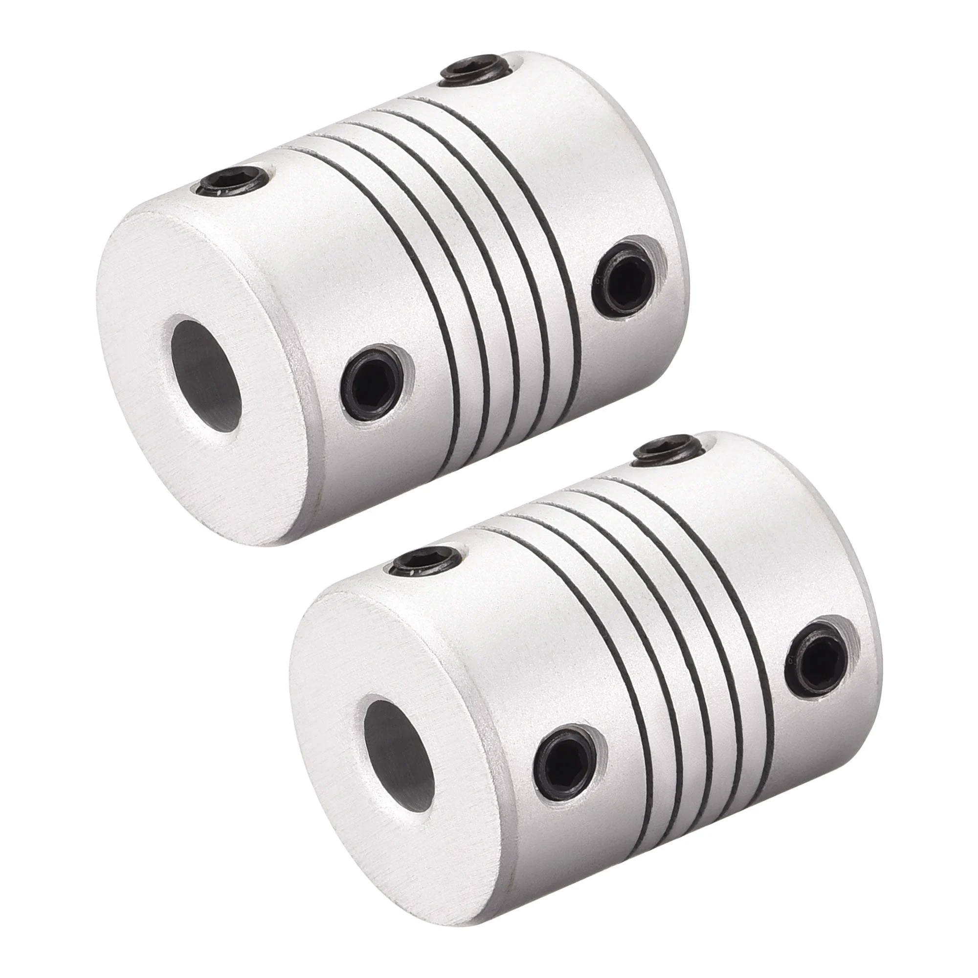 6mm to 10mm Aluminum Alloy Shaft Coupling Flexible Coupler L25xD19 Silver,2pcs