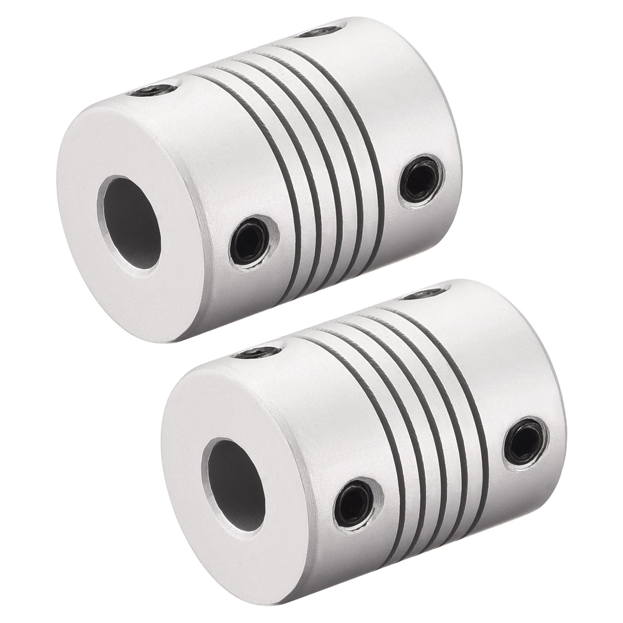 7mm to 10mm Aluminum Alloy Shaft Coupling Flexible Coupler Motor Connector Joint L25xD19 Silver,2pcs