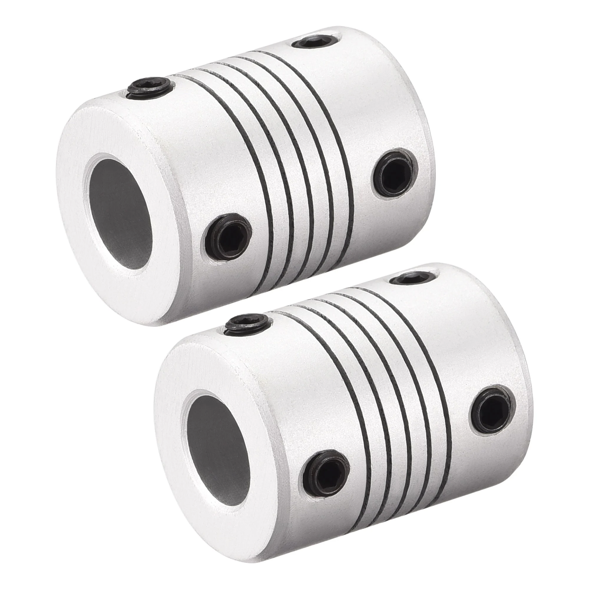 9mm to 10mm Aluminum Alloy Shaft Coupling Flexible Coupler L25xD19 Silver,2pcs