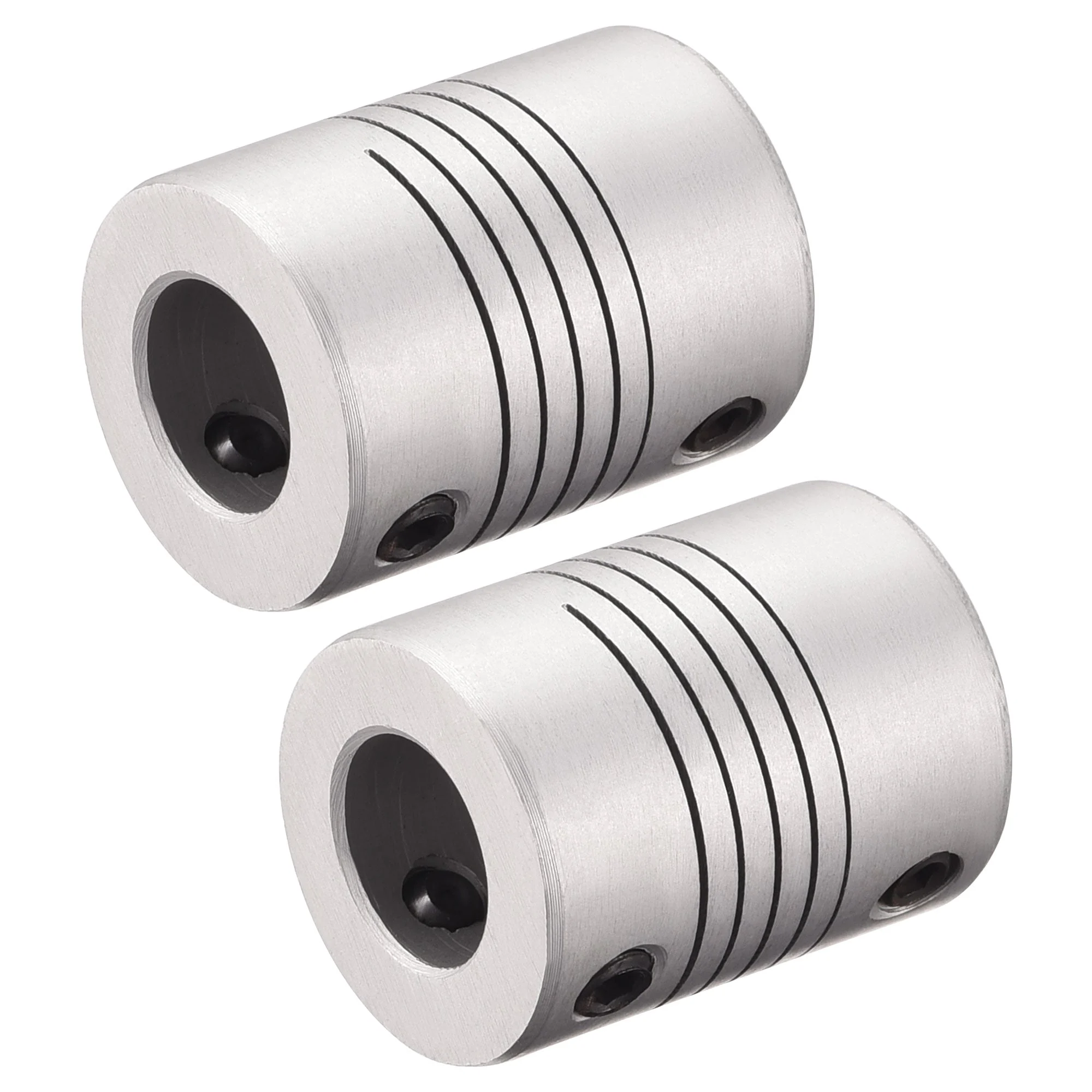 10mm to 10mm Aluminum Alloy Shaft Coupling Flexible Coupler L25xD19 Silver,2pcs
