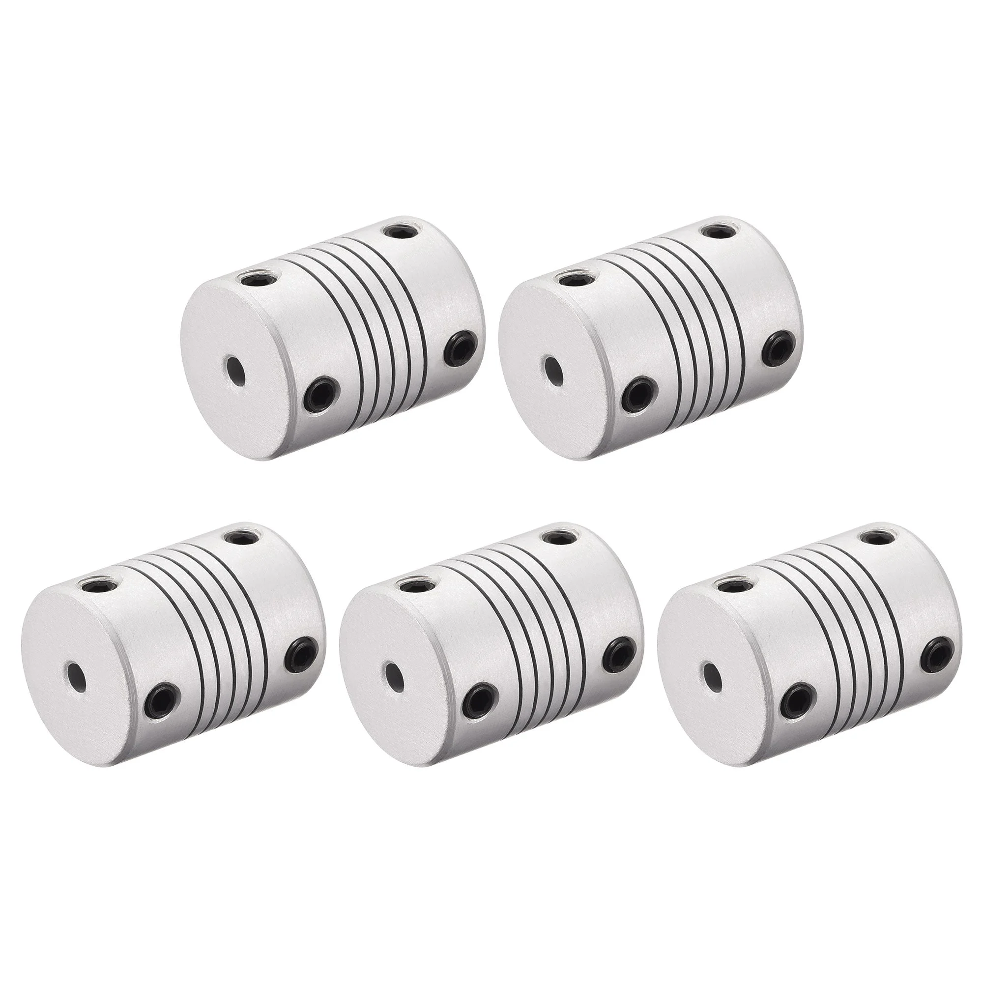 3mm to 6mm Aluminum Alloy Shaft Coupling Flexible Coupler L25xD19 Silver,5pcs