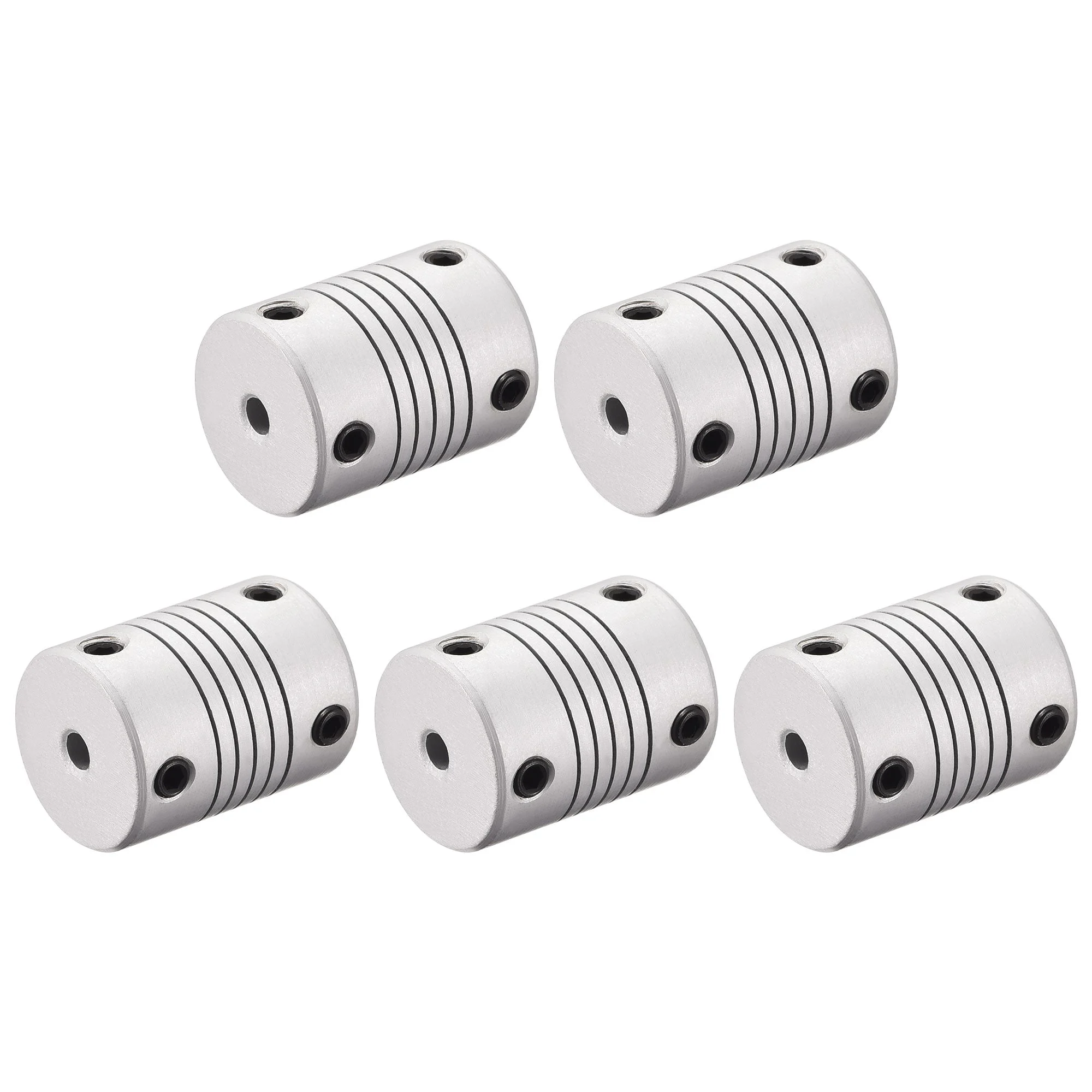 4mm to 5mm Aluminum Alloy Shaft Coupling Flexible Coupler L25xD19 Silver,5pcs