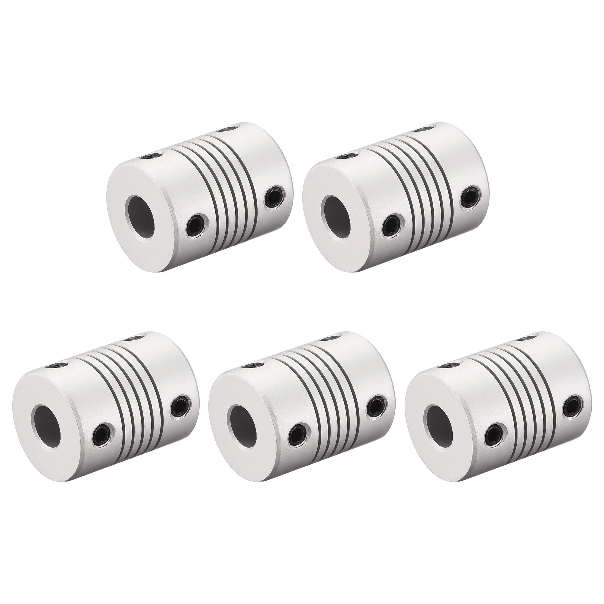 7mm to 8mm Aluminum Alloy Shaft Coupling Flexible Coupler Motor Connector Joint L25xD19 Silver,5pcs