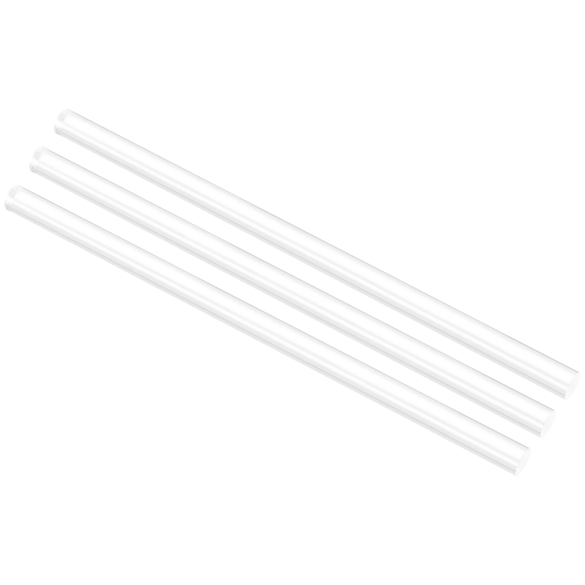 Acrylic Round Rod, Clear,15/32" x 12-1/4", Solid Plastic PMMA Bar Stick 3pcs