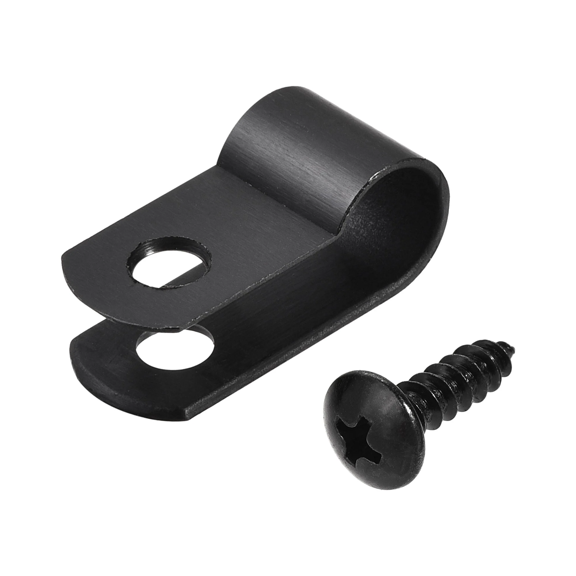 Uxcell 6.4mm Nylon R Type Cable Clip Wire Clamp with Screws Black 50pcs