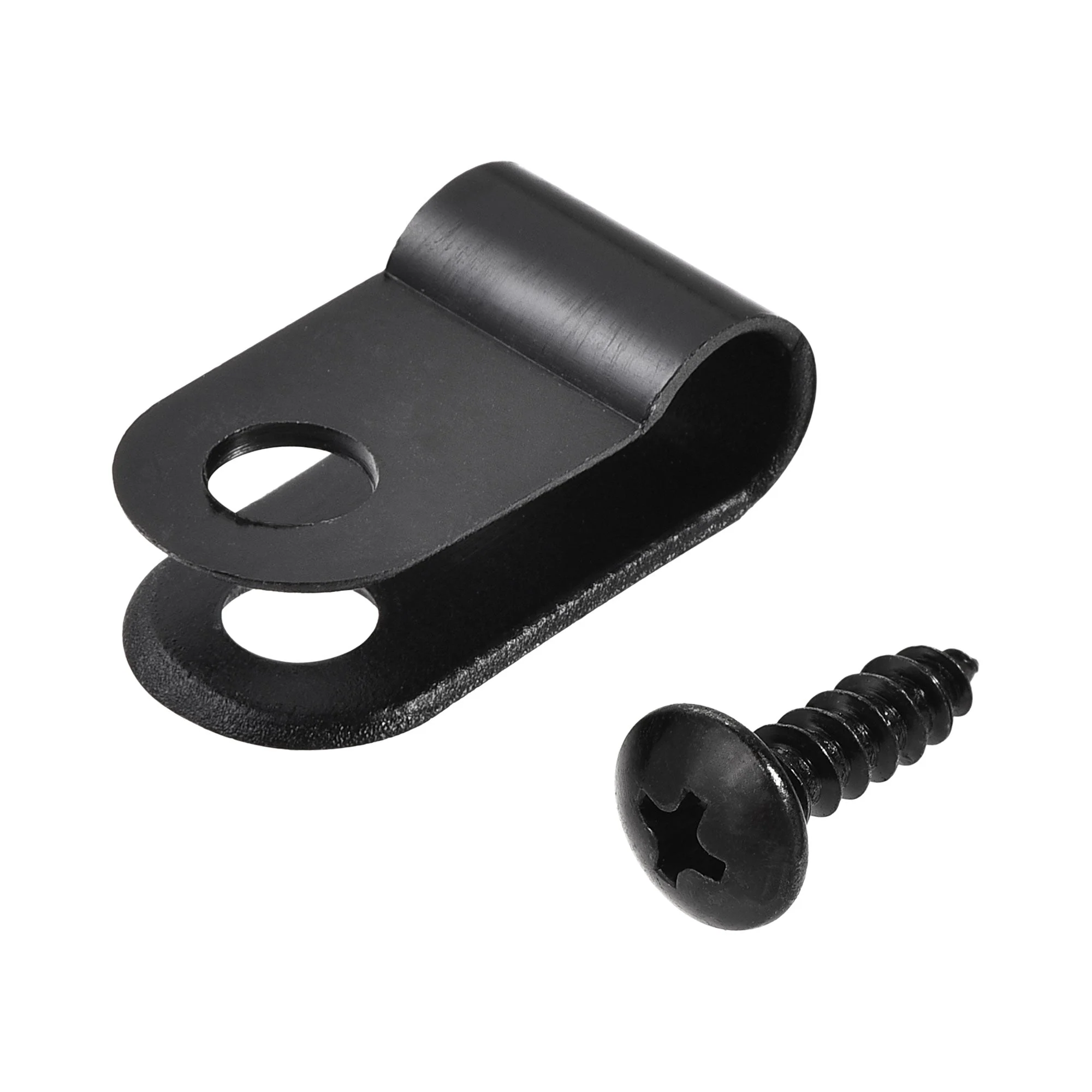 Uxcell 5.3mm Nylon R Type Cable Clip Wire Clamp with Screws Black 100pcs