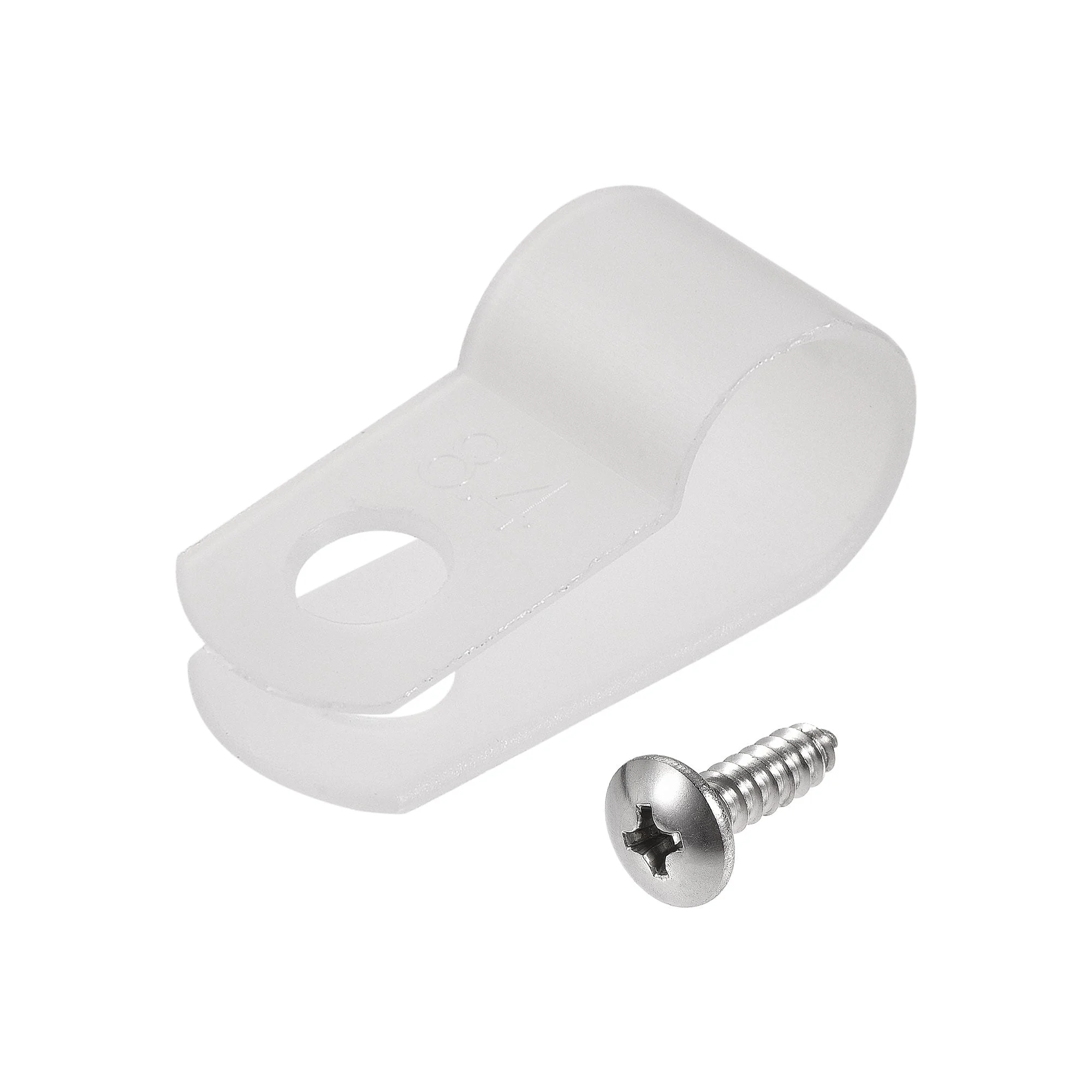 Uxcell 8.4mm Nylon R Type Cable Clip Wire Clamp with Screws White 100pcs