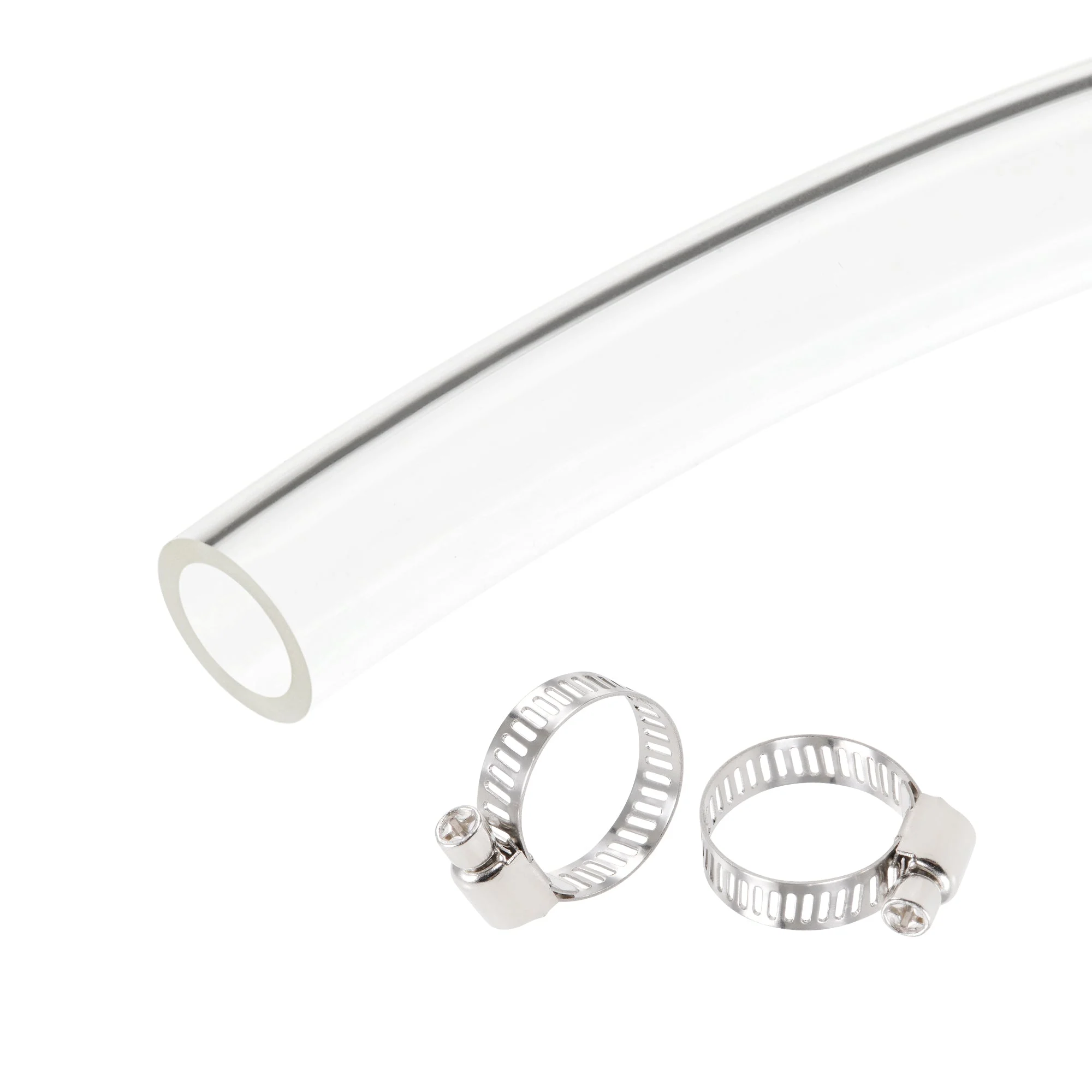 PVC Clear Vinyl Tubing, 16mm(5/8") ID 20mm(25/32") OD 3.3ft Hose with Clamps
