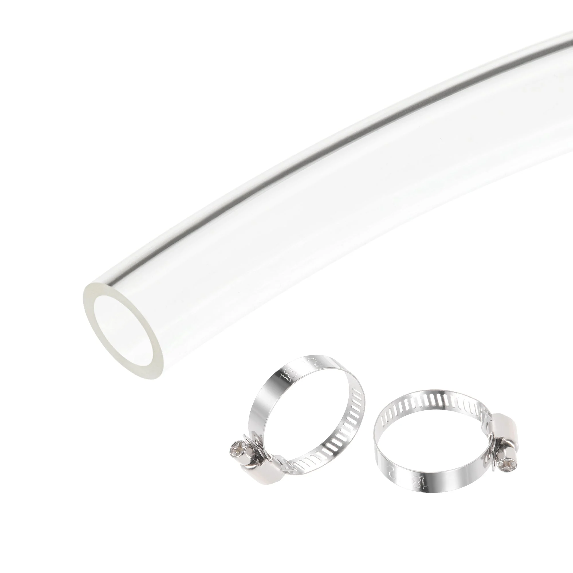 PVC Clear Vinyl Tubing 19mm 3/4" ID 24mm 15/16" OD 3.3ft Hose with Clamps