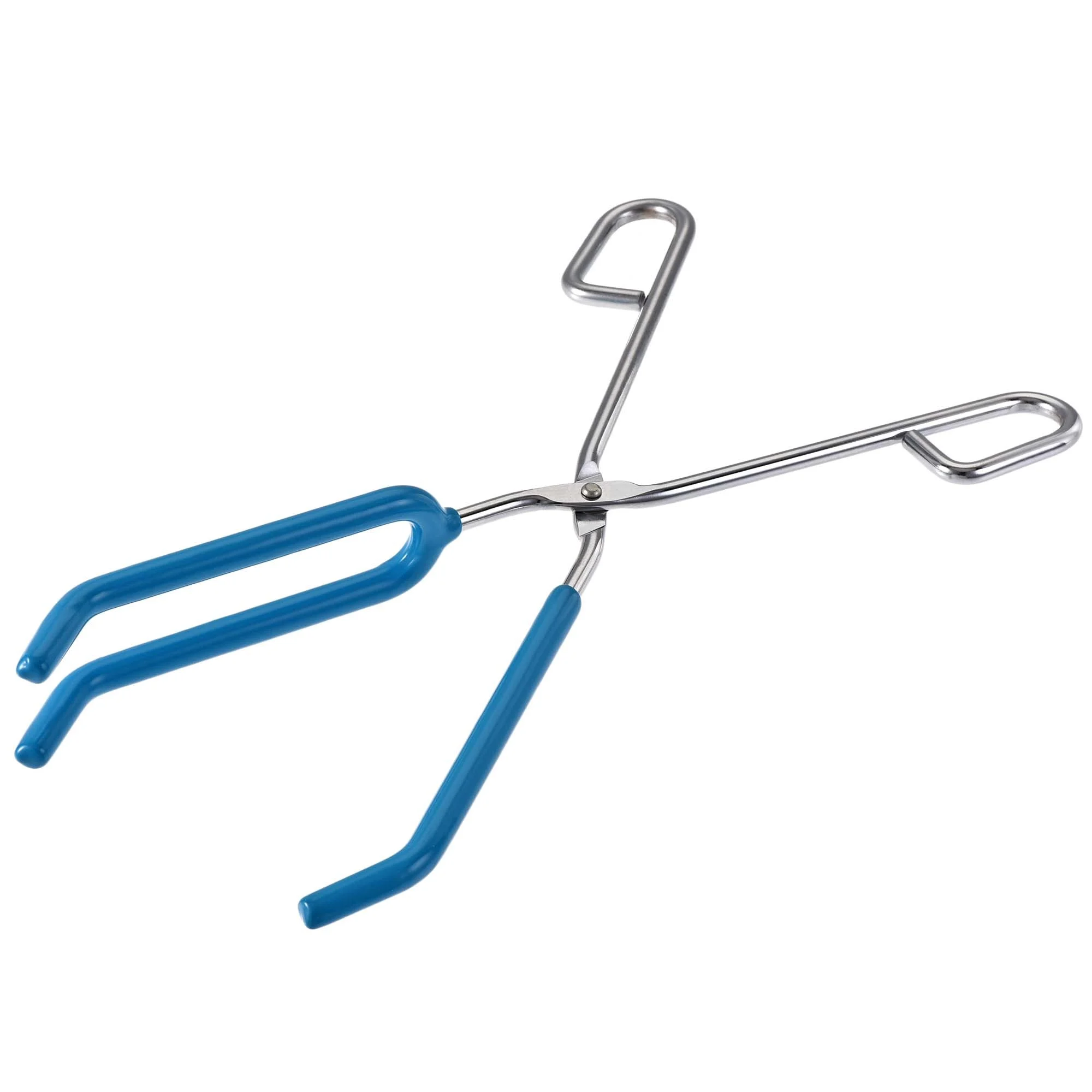 Uxcell Lab Beaker Tongs 3 Prongs Stainless Steel 11.81-inch Opens Up to 190mm Width Blue 2Pcs