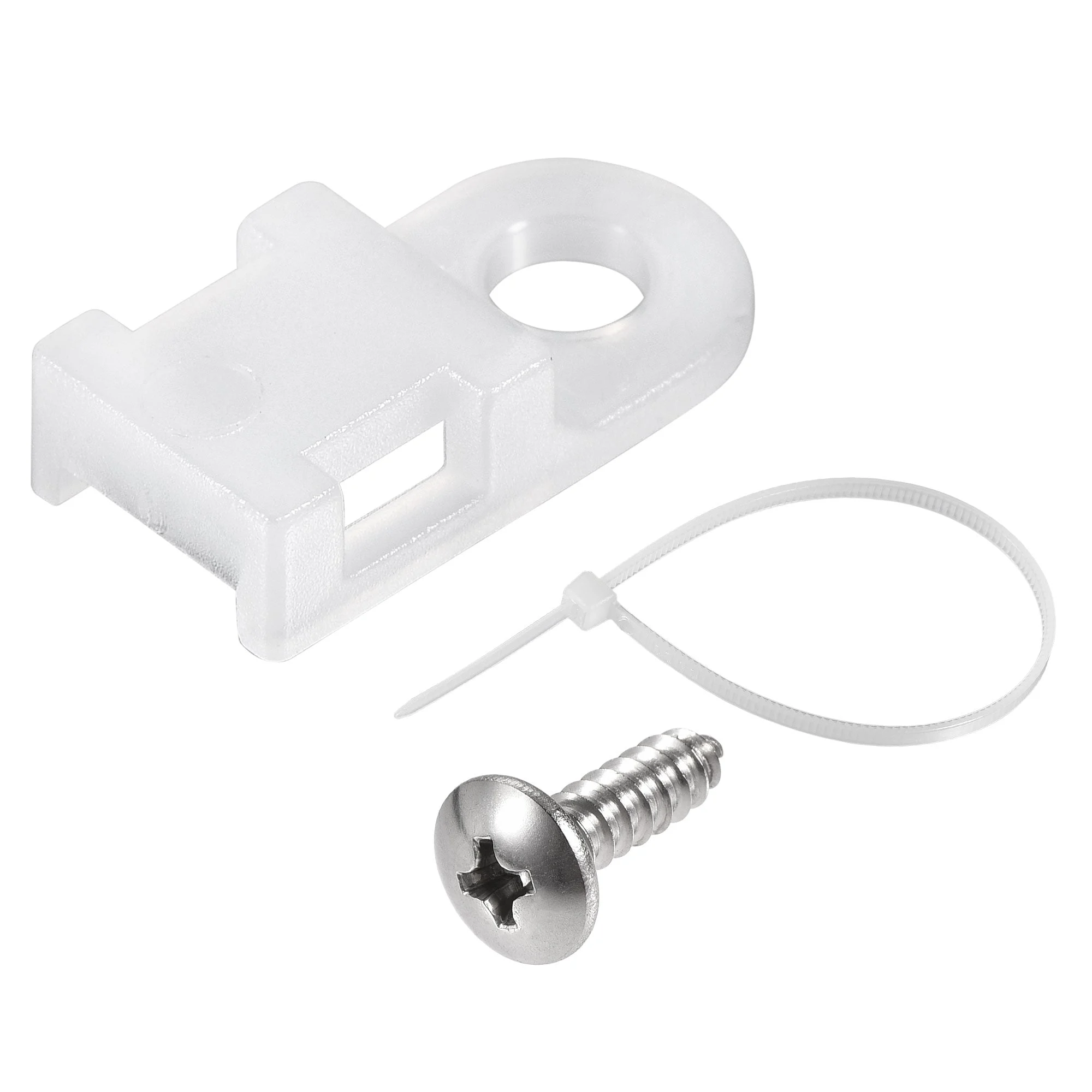 Uxcell 19mm x 9mm x 4.6mm Nylon Cable Fasten Clip with Screws and Ties White 50 Set