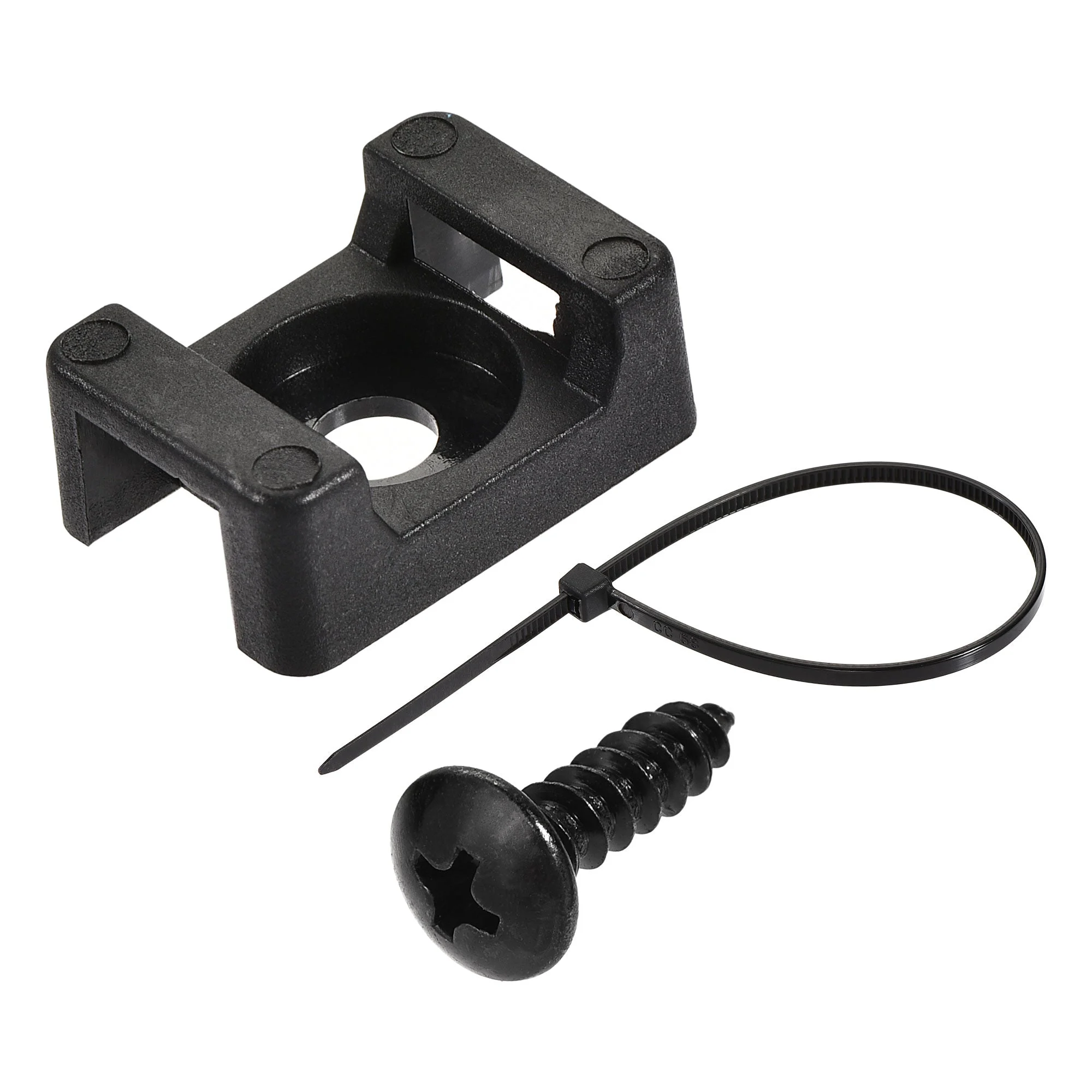 Uxcell 22.3mmx15.6mmx9.1mm Nylon Cable Fasten Clip with Screws and Ties Black 50 Set