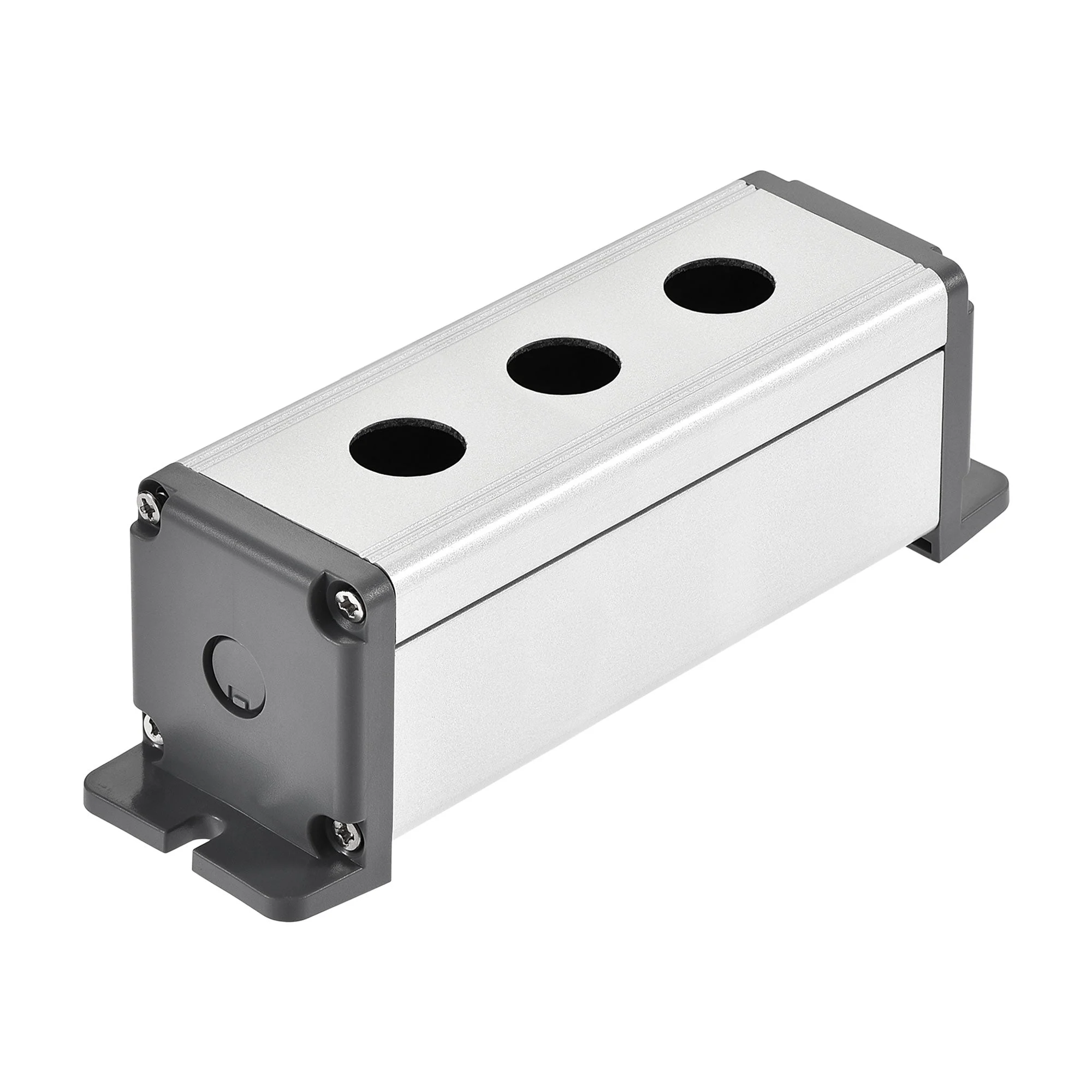 Uxcell 3 Holes 16mm Aluminum Switch Button Station Box with a PG7 Cable Gland and Mounting Base