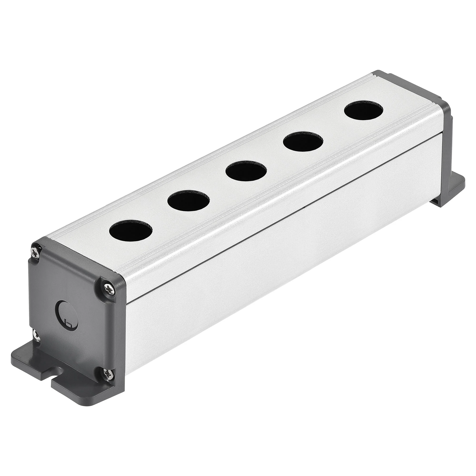 Uxcell 5 Holes 16mm Aluminum Switch Button Station Box with a PG7 Cable Gland and Mounting Base