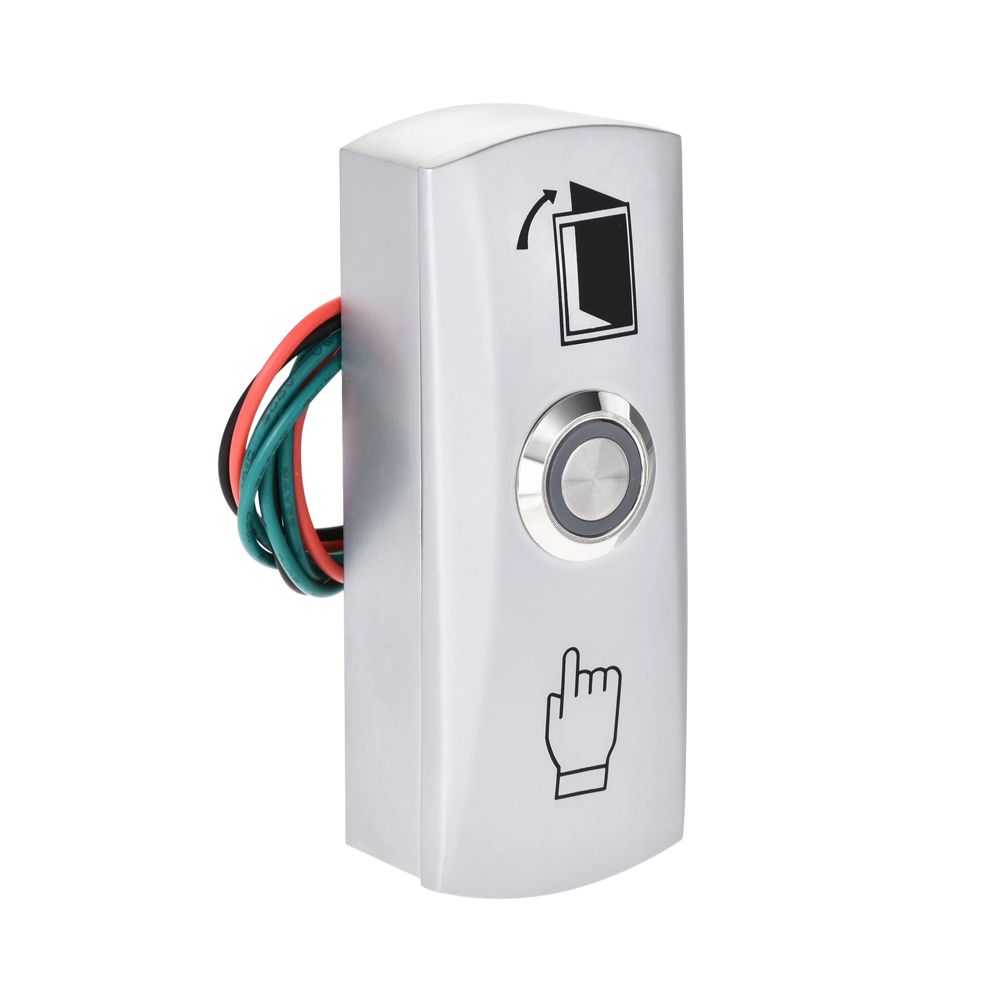 Uxcell Push Button Release Switch Door Access Control System LED Indicator Zinc Alloy Panel 80mm X30mm DC 12V 3A Silver Tone