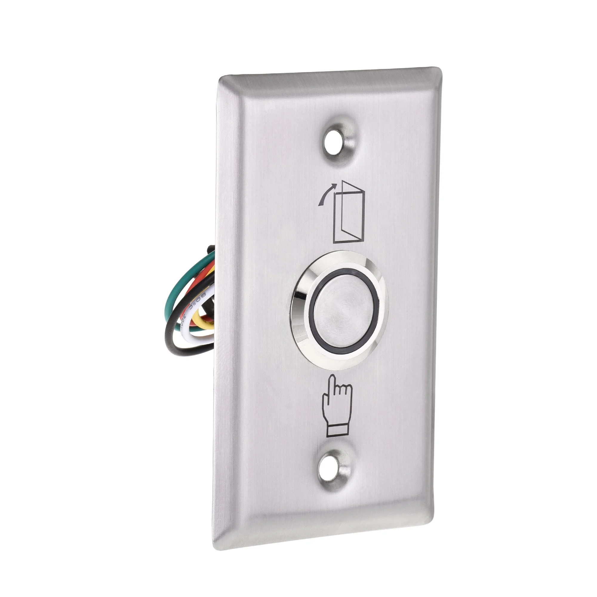 Uxcell Push Button Switch Door Open Access Control with LED Indicator Stainless Steel Panel 86mmx50mm DC 12V 3A Silver Tone