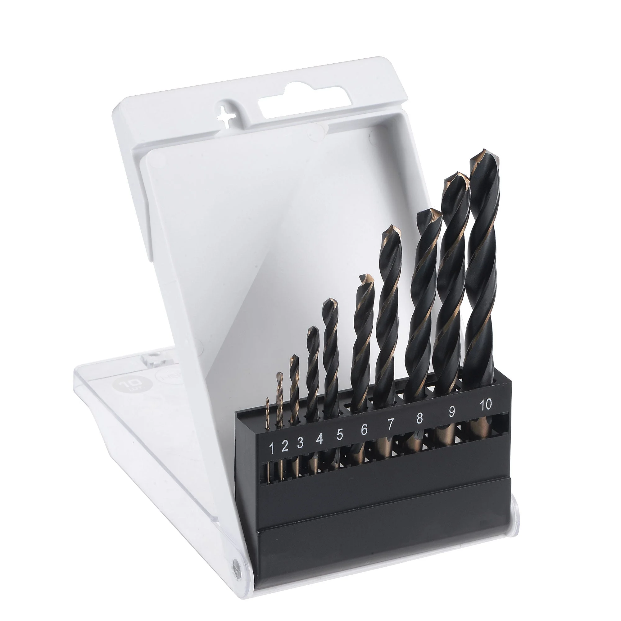 High Speed Steel 6542 Cobalt Jobber Twist Drill Bit Set for Stainless Steel Aluminum Alloy Wood 1mm - 10mm 10 Pcs