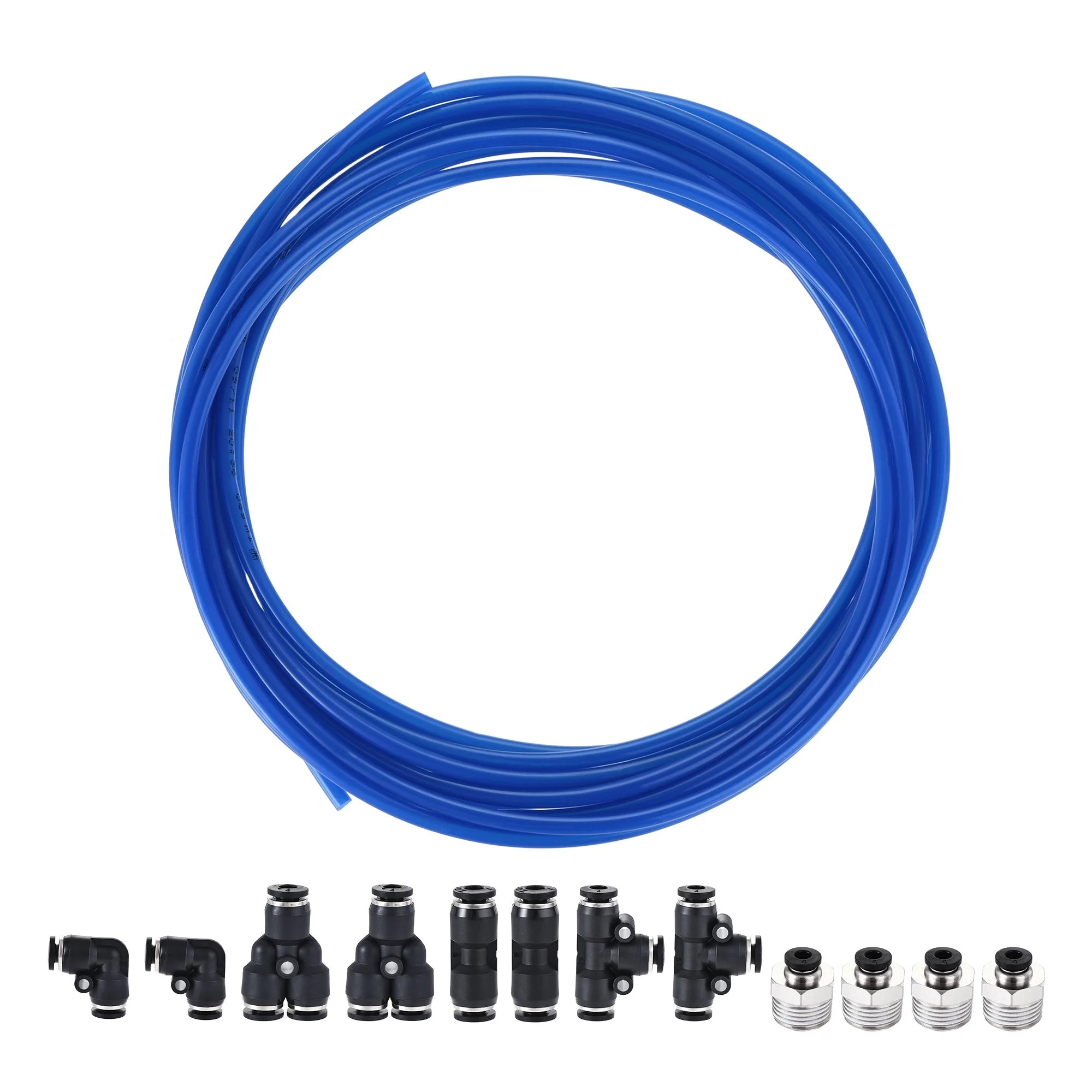 Pneumatic 4mm OD 2.5mm ID Polyurethane PU Air Hose Tubing Kit 5 Meters Blue