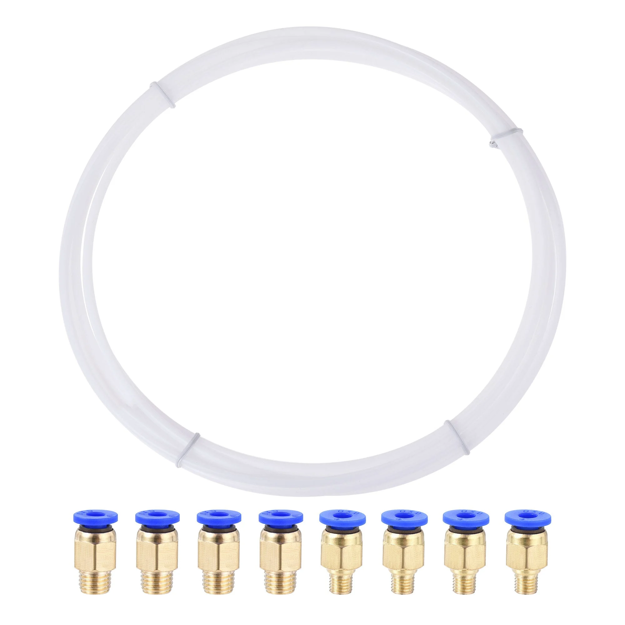 Pneumatic PTFE Air Tubing Kit Hose Air Line Tubing 4mm OD 4M White with M6 M8 Push to Connect Fittings