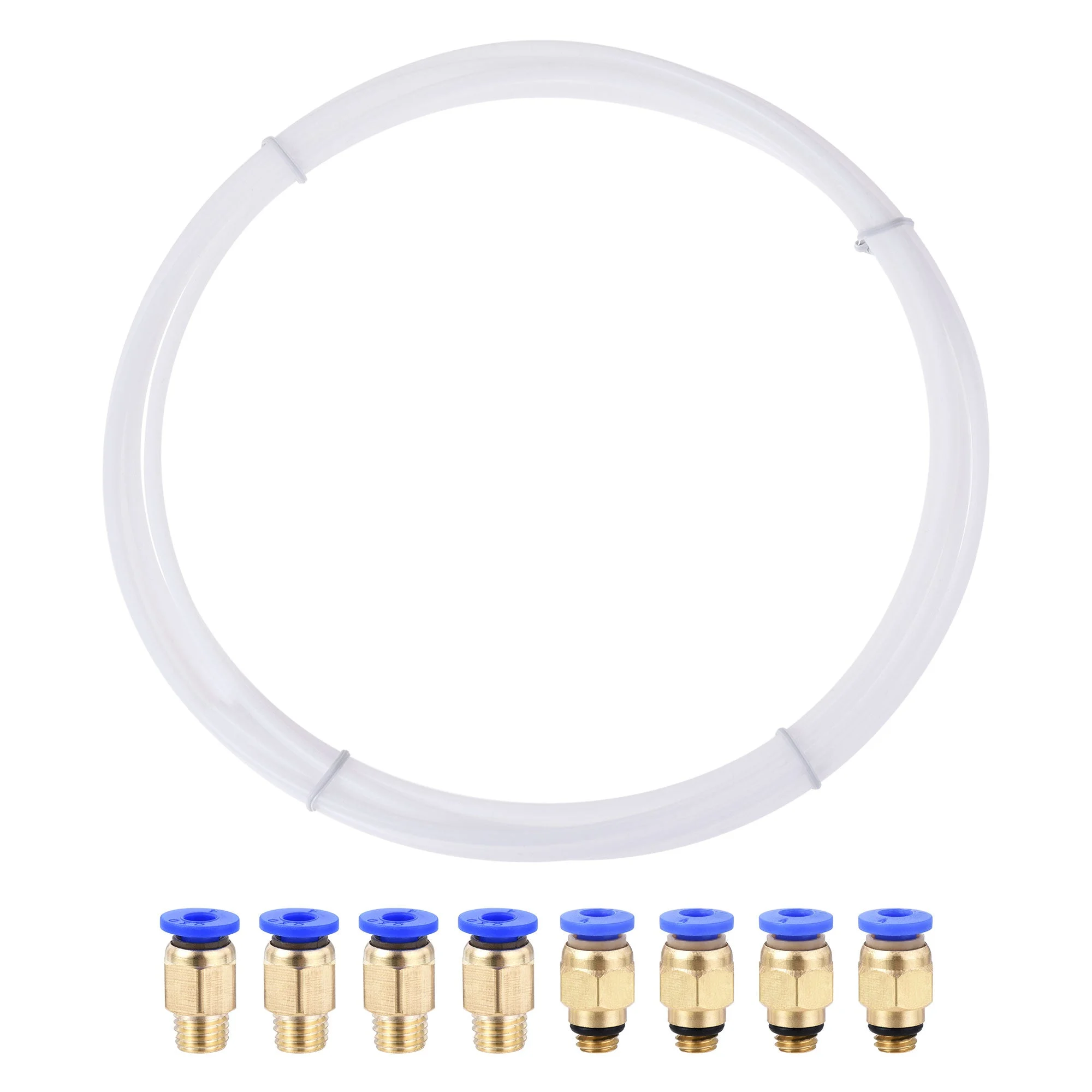 Pneumatic PTFE Air Tubing Kit with M6 M8 Push to Connect Fittings for Air Hose Line Pipe 4mm OD 4M White