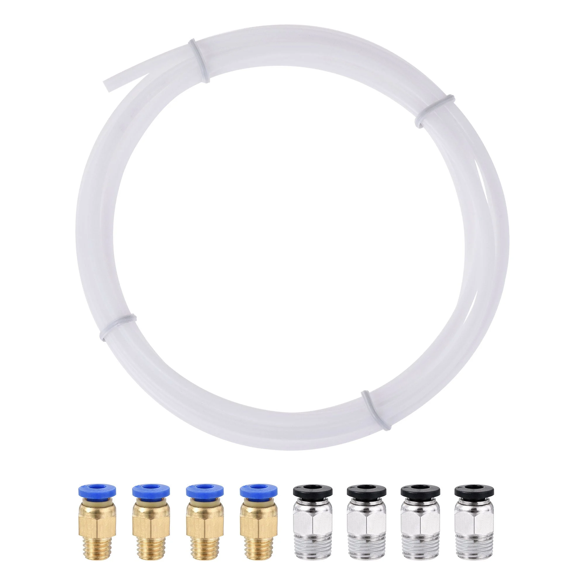 Pneumatic PTFE Air Tubing Kit with M8 G1/8 Push to Connect Fittings for Air Hose Line Pipe 4mm OD 2M White