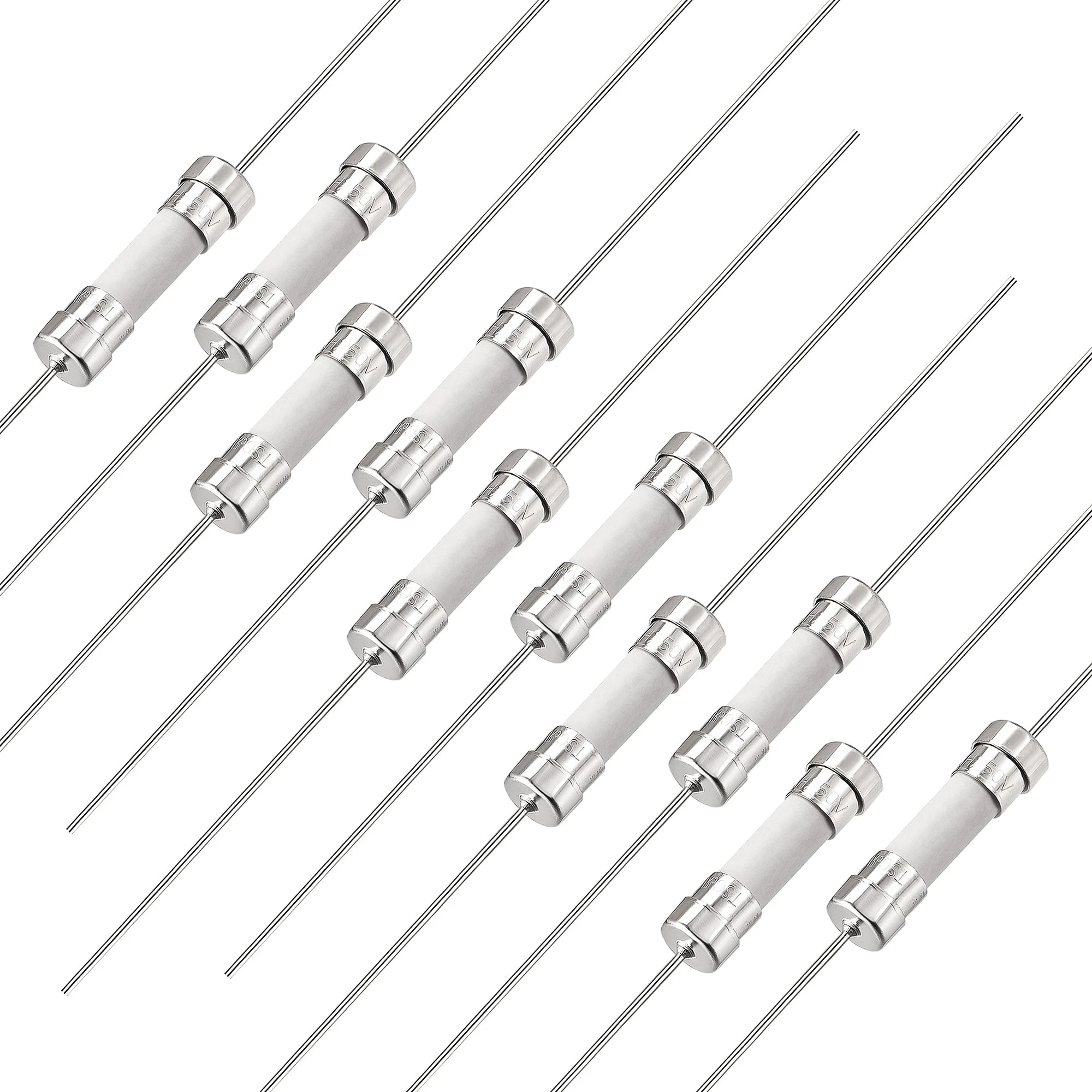 Slow Blow Fuse Time Delay Wire Ceramic Fuses 5mm x 20mm 250V T6.3A 10Pcs