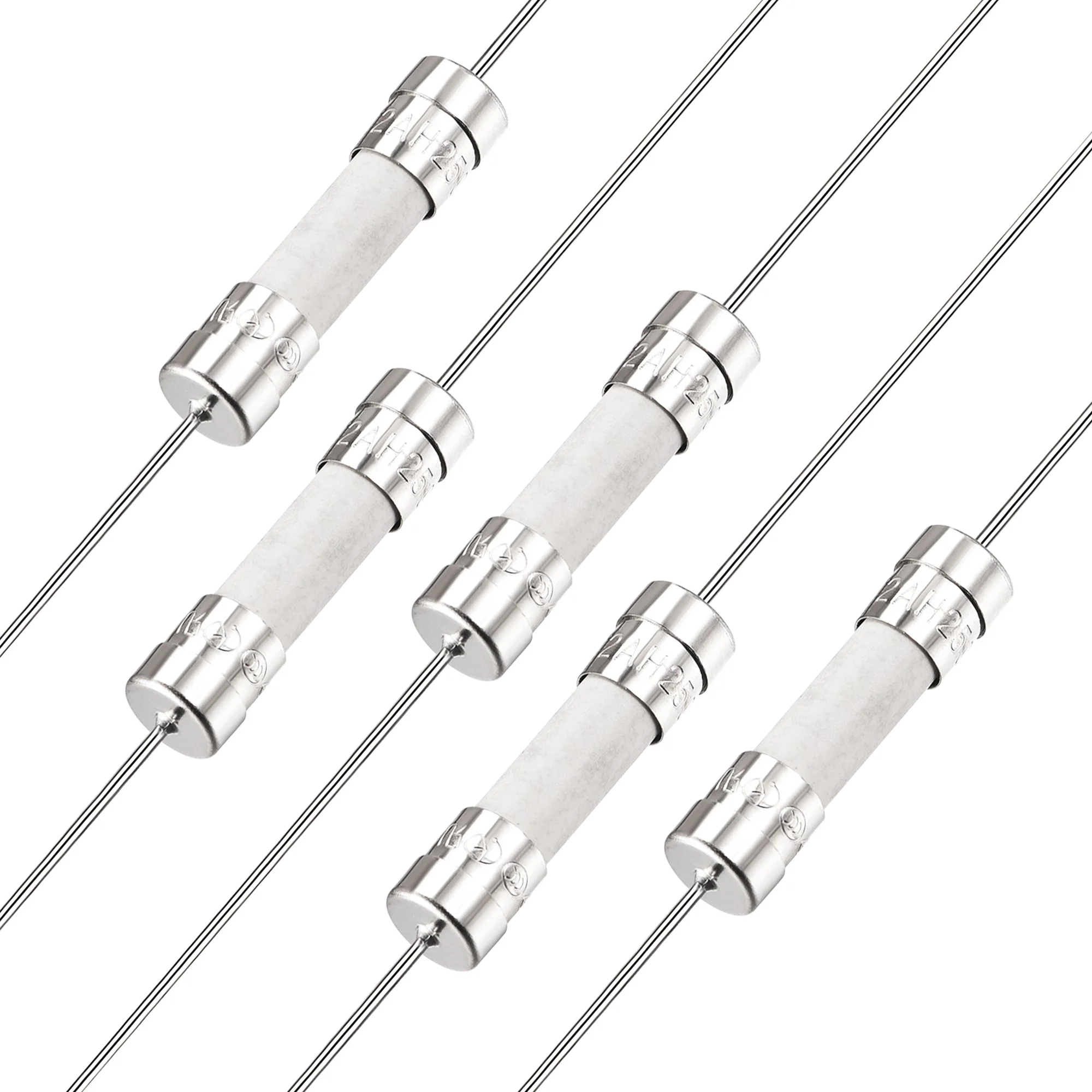 Slow Blow Fuse Time Delay Lead Wire Ceramic Fuses 5mm x 20mm 250V T2A 5Pcs