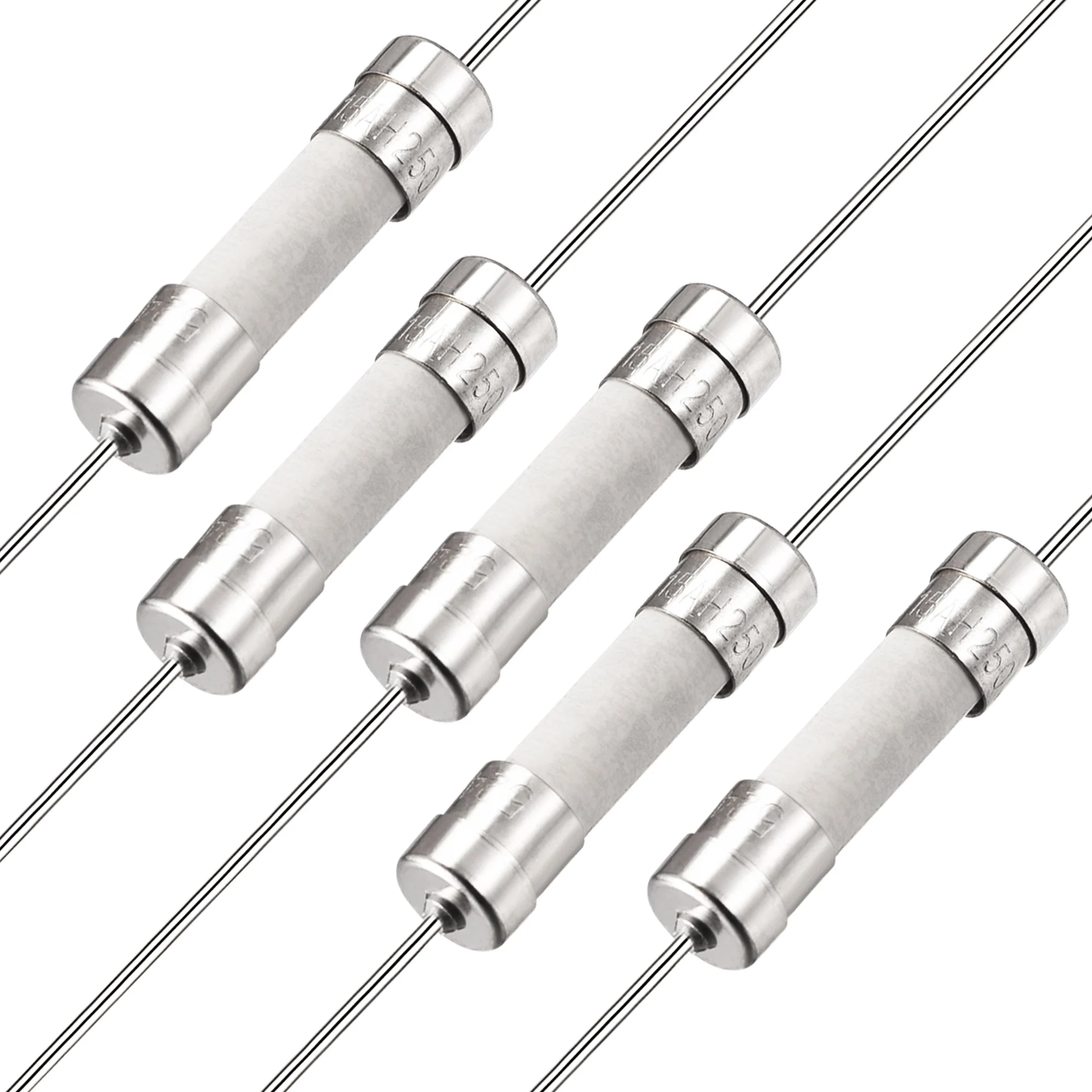 Slow Blow Fuse Time Delay Lead Wire Ceramic Fuses 5mm x 20mm 250V T15A 5Pcs