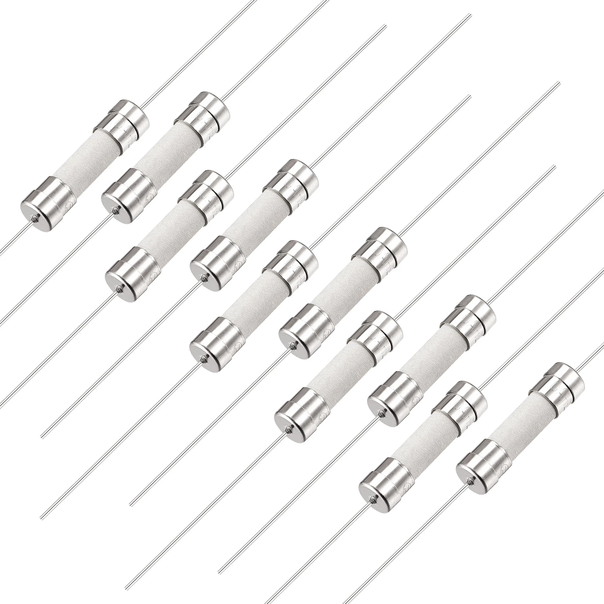 Slow Blow Fuse Time Delay Lead Wire Ceramic Fuses 5mm x 20mm 250V T10A 10Pcs
