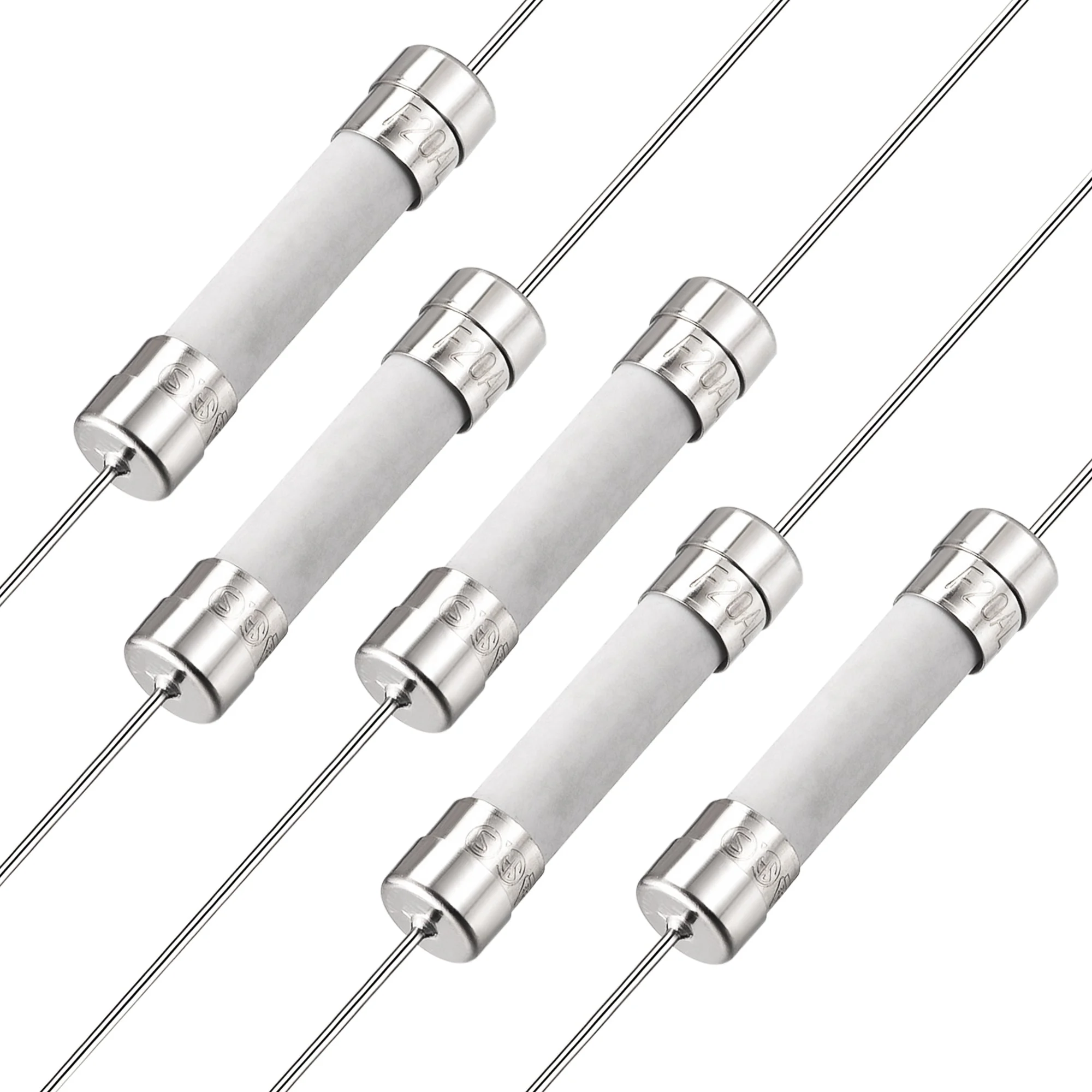 Fast Blow Fuse Lead Wire Ceramic Fuses 6mm x 32mm 250V F20A 5Pcs