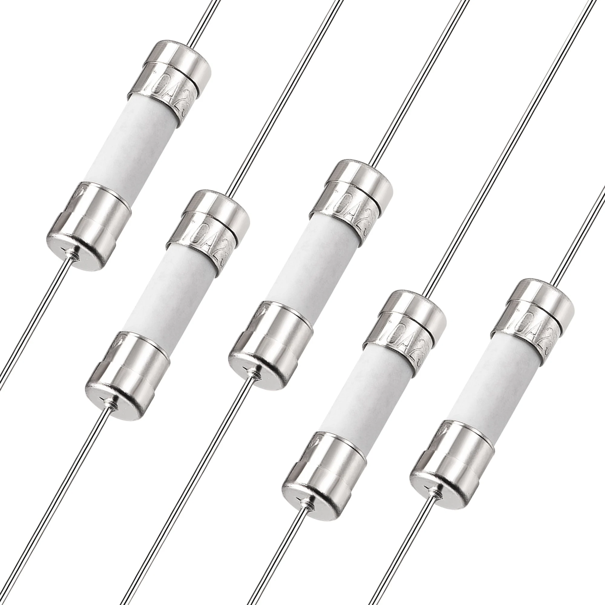 Fast Blow Fuse Lead Wire Ceramic Fuses 5mm x 20mm 250V F10A 5Pcs