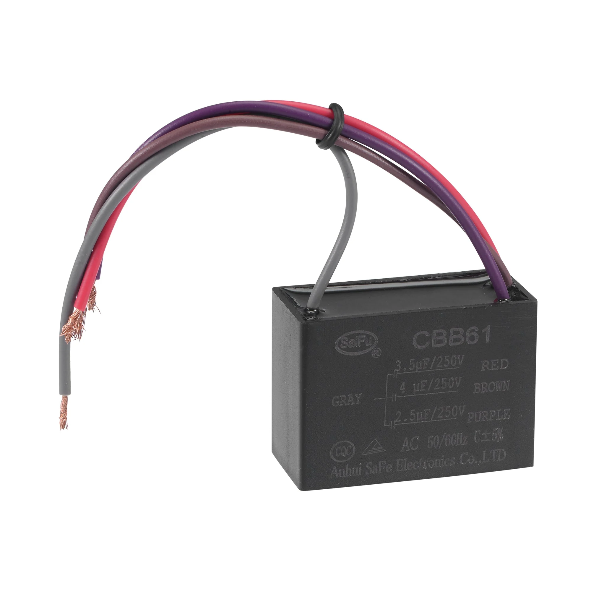 Ceiling Fan Capacitor CBB61 3.5/4/2.5uF 250V AC 4 Wires Metallized Polypropylene Film Capacitor 47x34x22mm for Electric Fan Pump Motor Generator