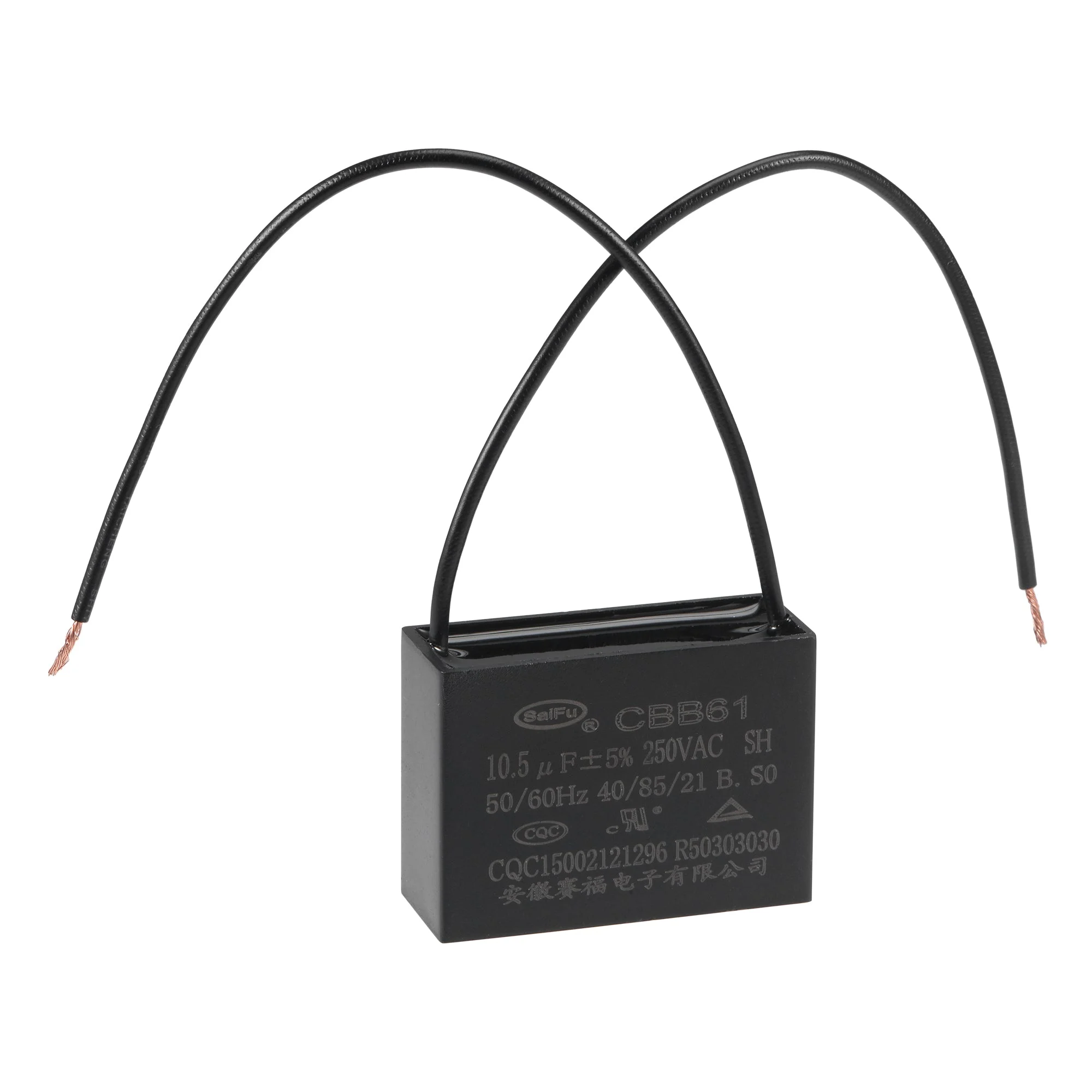 Ceiling Fan Capacitor CBB61 10.5uF 250V AC 2 Wires Metallized Polypropylene Film Capacitor 47x34x18mm for Electric Fan Pump Motor Generator