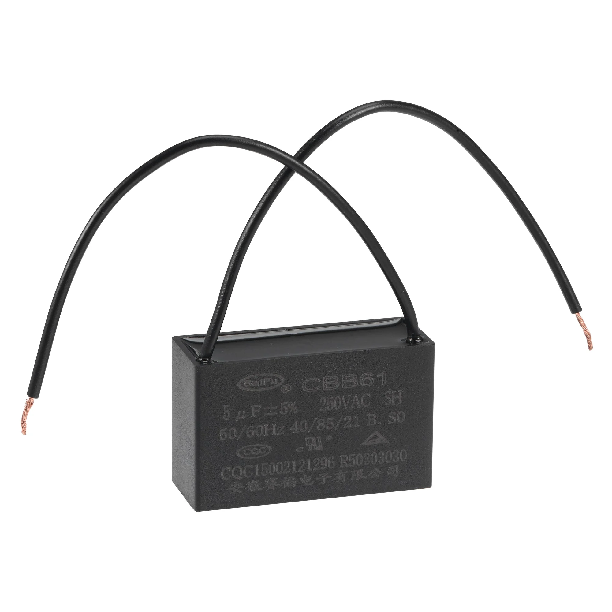 Ceiling Fan Capacitor CBB61 5uF 250V AC 2 Wires Metallized Polypropylene Film Capacitor 47x29x18mm for Electric Fan Pump Motor Generator