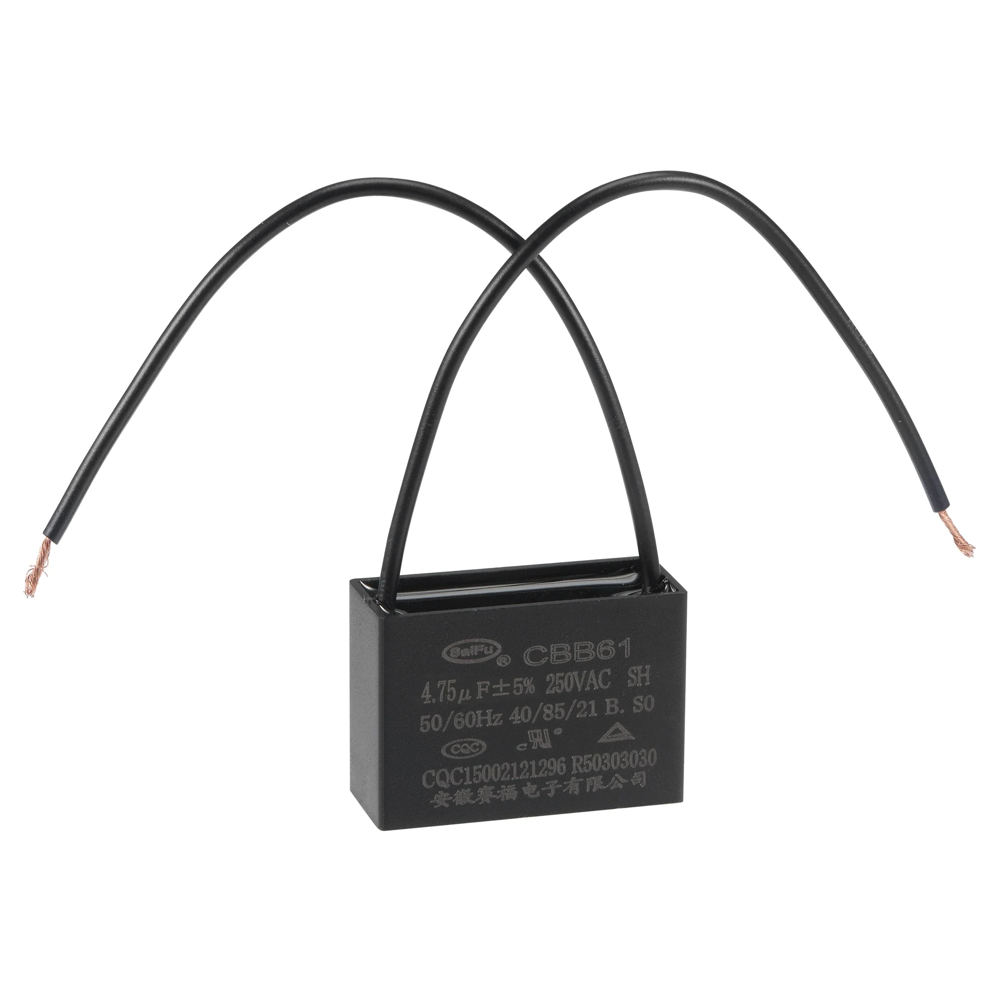 Ceiling Fan Capacitor CBB61 4.75uF 250V AC 2 Wires Metallized Polypropylene Film Capacitor 37x26x15mm for Electric Fan Pump Motor Generator