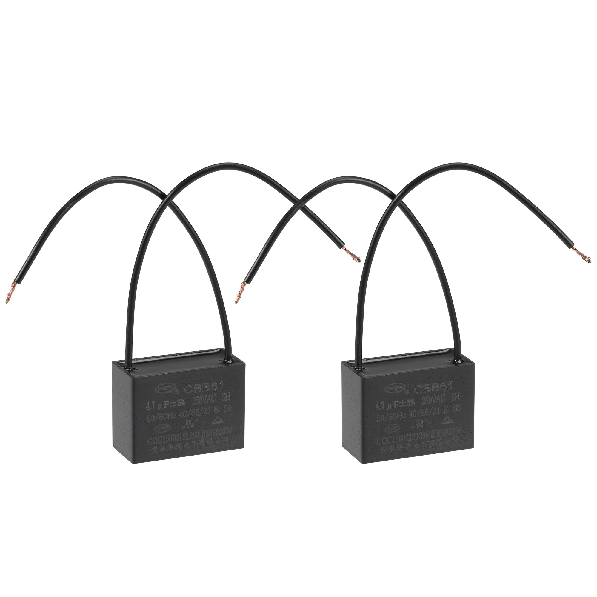 Ceiling Fan Capacitor CBB61 4.7uF 250V AC 2 Wires Metallized Polypropylene Film Capacitor 38x28x18mm for Electric Fan Pump Motor Generator 2Pcs