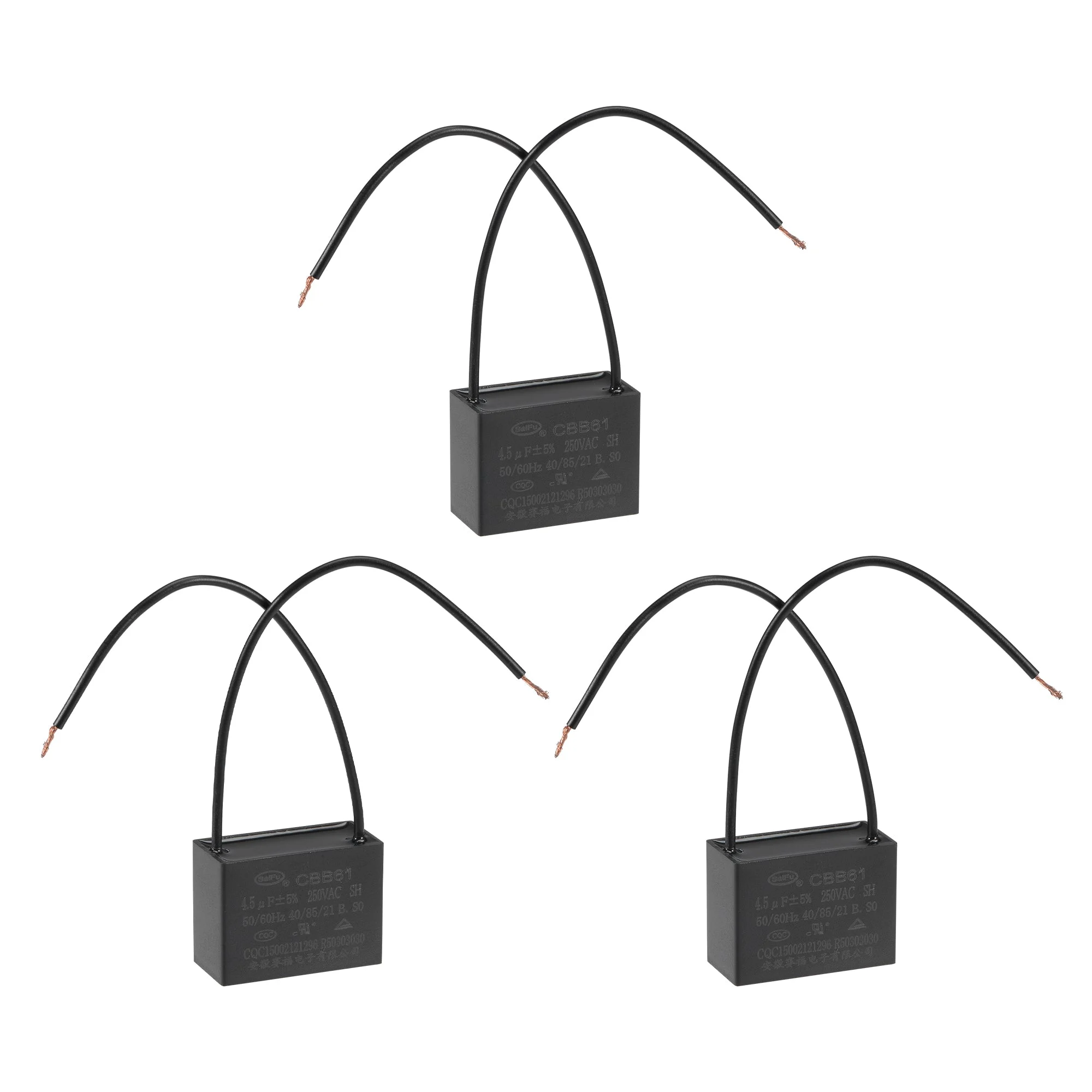 Metallized Film Ceiling Fan Capacitor CBB61 4.5uF 250V AC 2 Wires 3Pcs