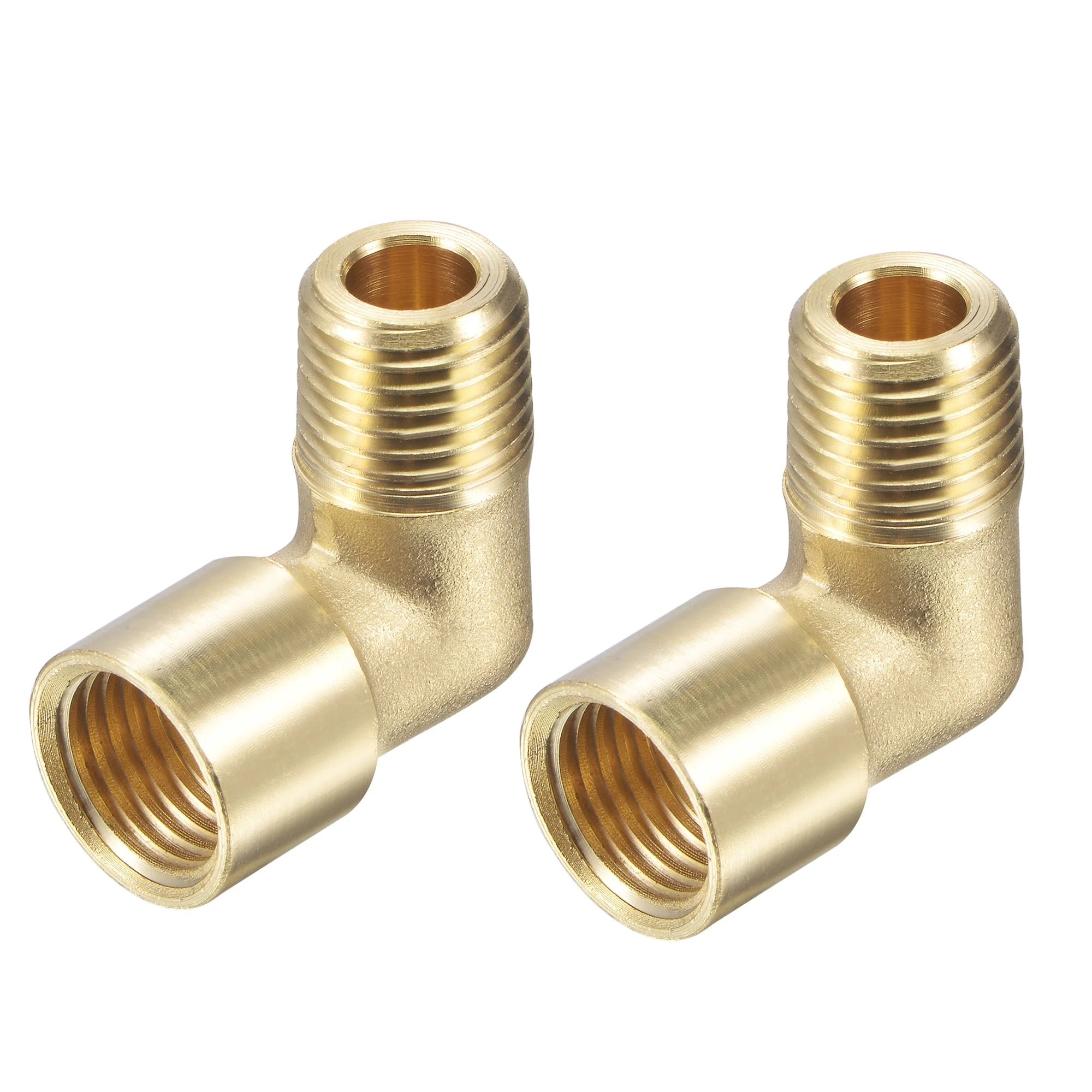 Brass Hose Fitting Elbow 1/4 NPT Male to 1/4 NPT Female Thread Pipe Connector Adapter, Pack of 2