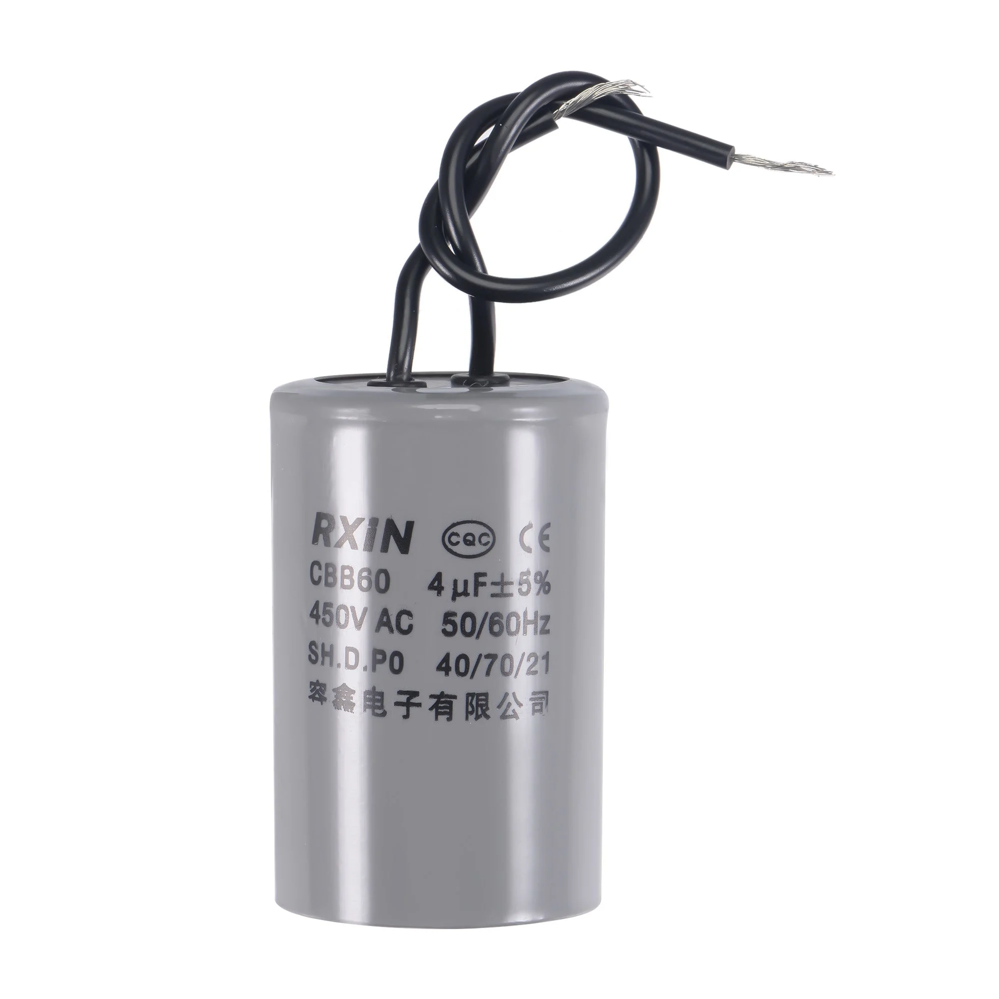 CBB60 Run Capacitor 4uF 450V AC 2 Wires 54x34mm for Compressor Pump Motor