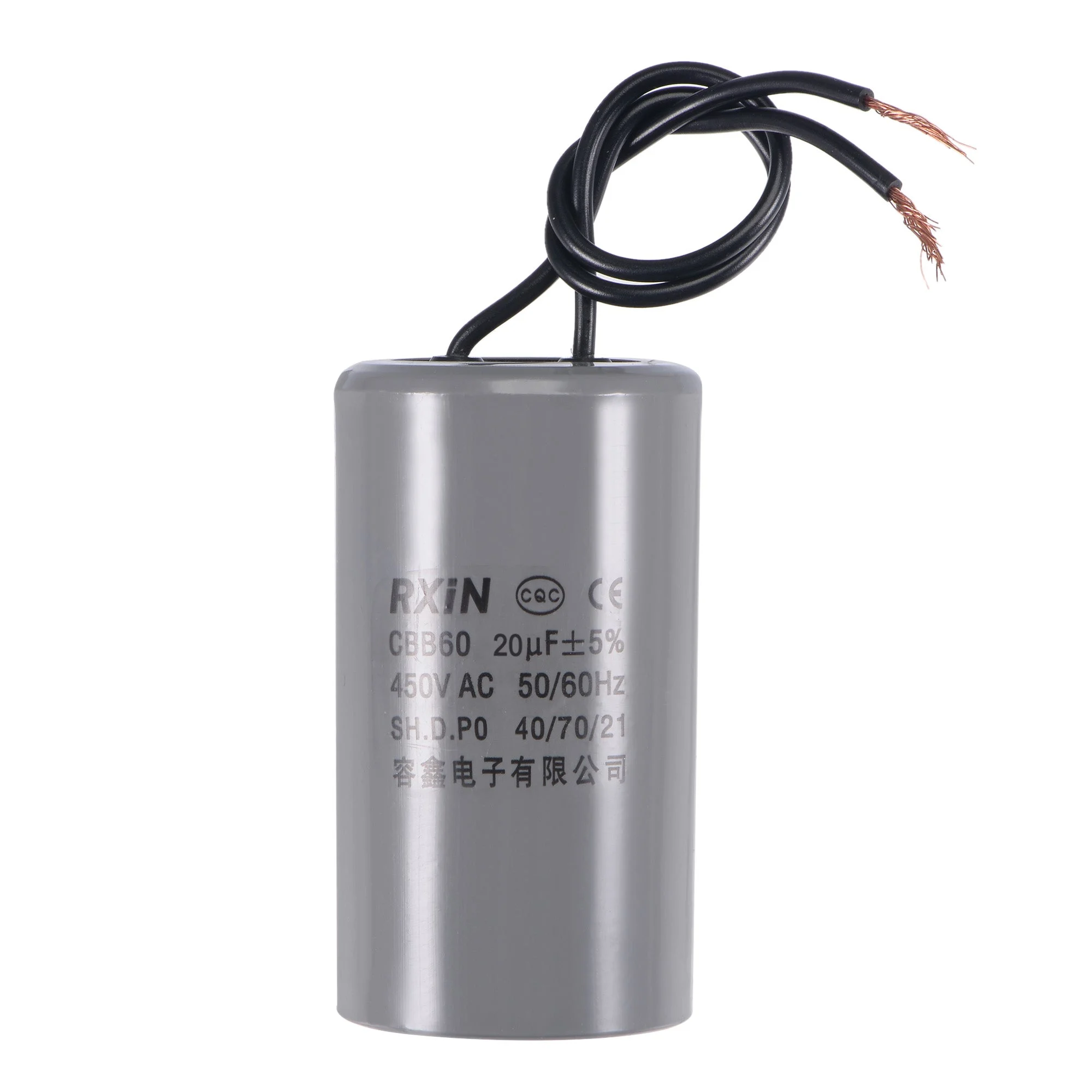 CBB60 Wired Capacitor Start Run Motor Generator Compressor 20uF 450V 50/60Hz
