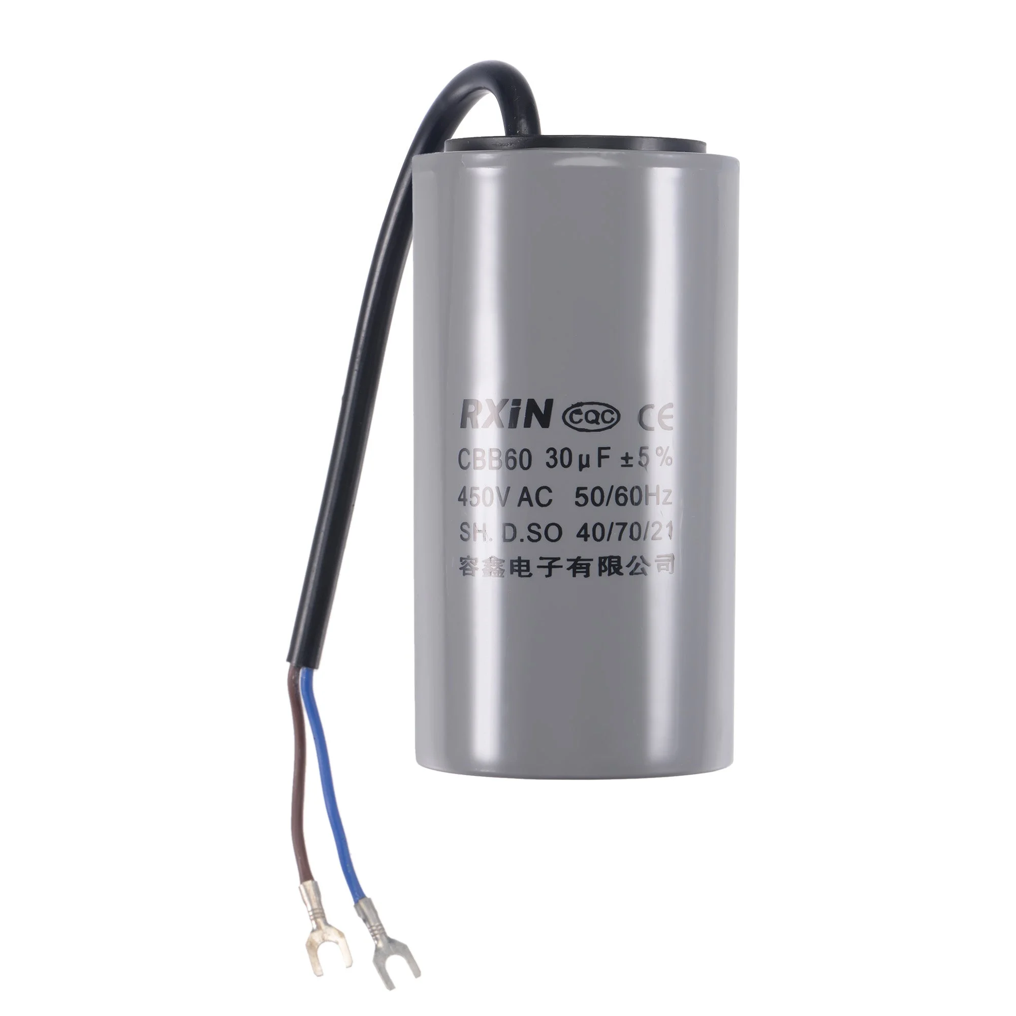 CBB60 Run Capacitor 30uF 450V AC 2 Wires 96x50mm with Terminal for Pump Motor