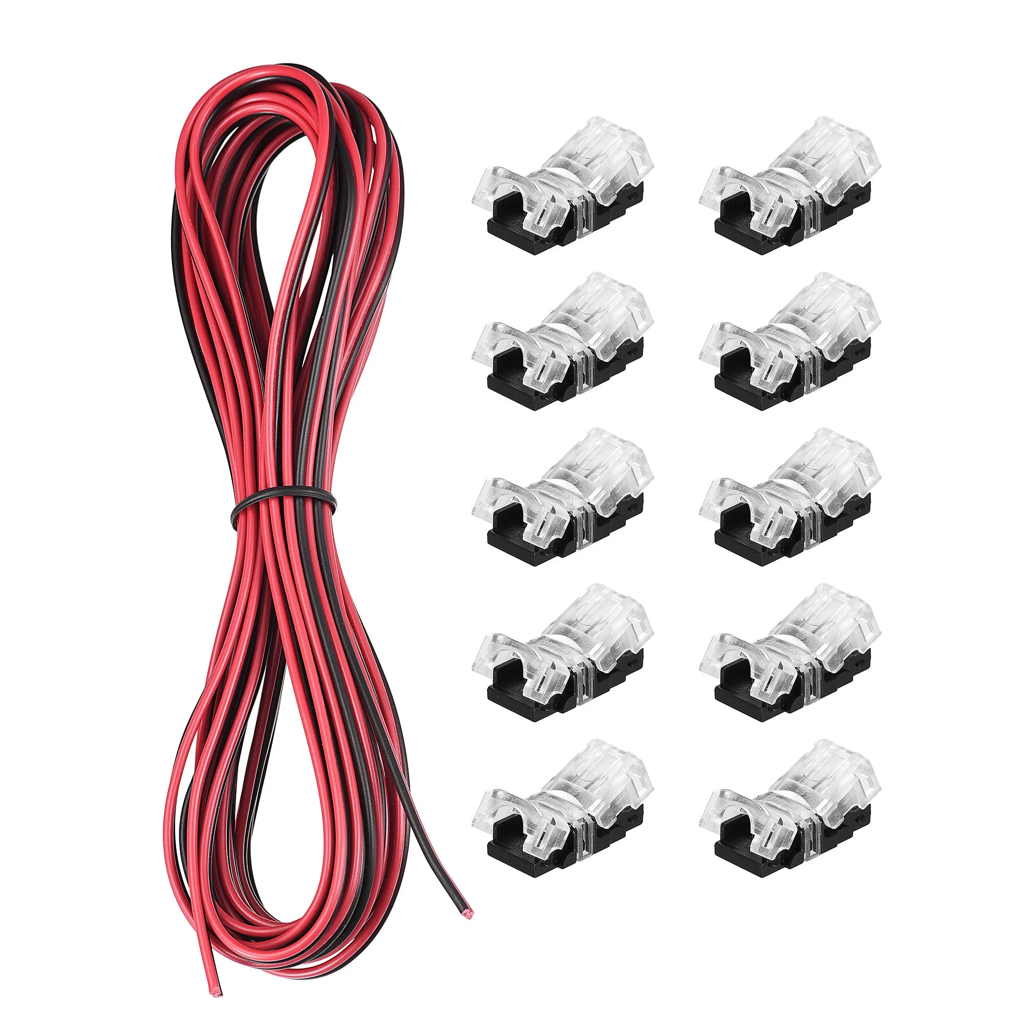 Uxcell LED Strip Connector for Waterproof 2 Pin 8mm Wide Single Color Lights, Strip to Wire Quick Connection, 16.4ft Extension Cable